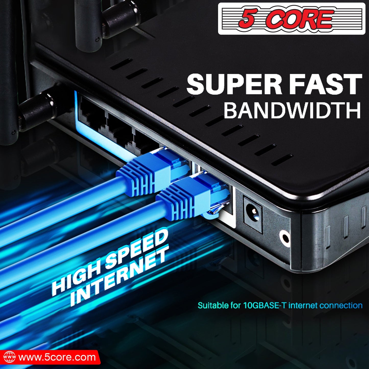 5 Core Ethernet Cable 3 Feet 1 Piece Blue Cat 6 Cord Premium RJ45 Internet Cable Cat6 Compatible w Cat 5 Cat 7 Cat 5e Network Cable Low Latency High Speed Ethernet Cable - ET 3FT BLU 6 Pack-17