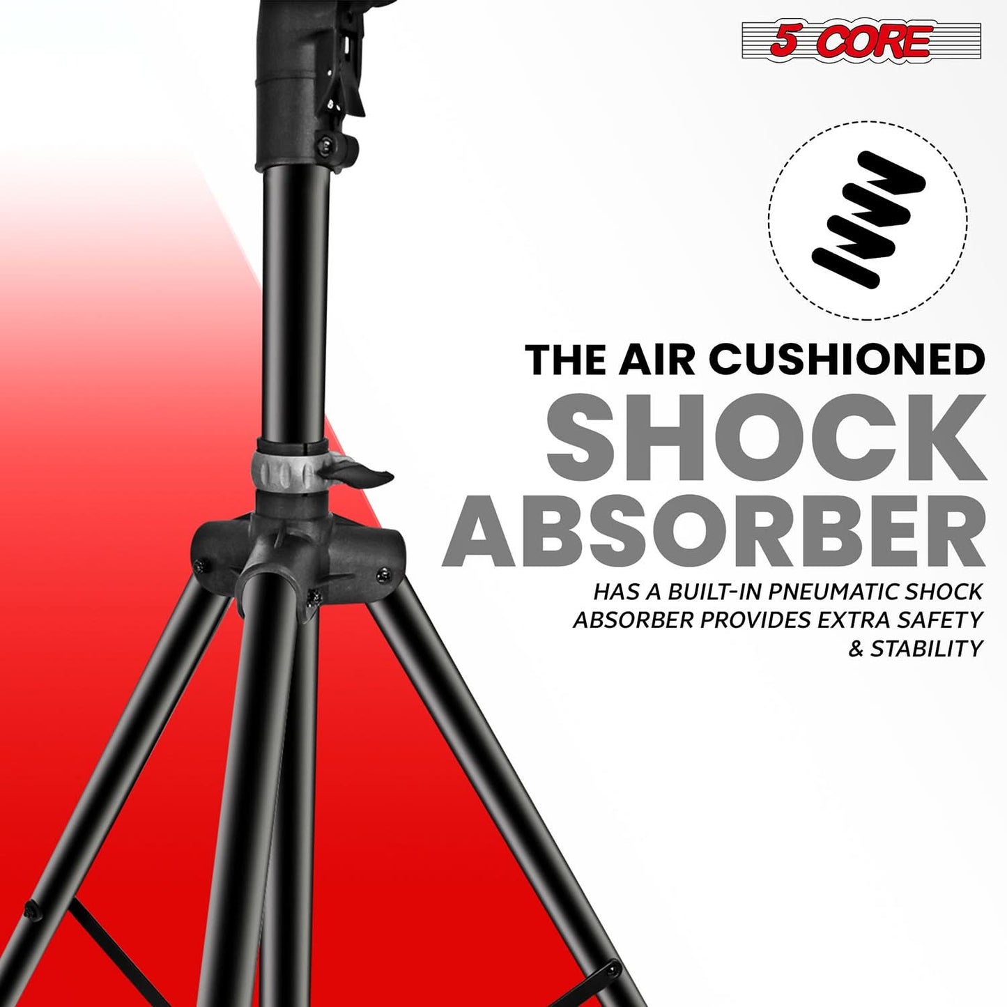 5Core Speaker Stand Tripod Tall Air Assist Lowering Adjustable Heavy Duty Floor Stands-3