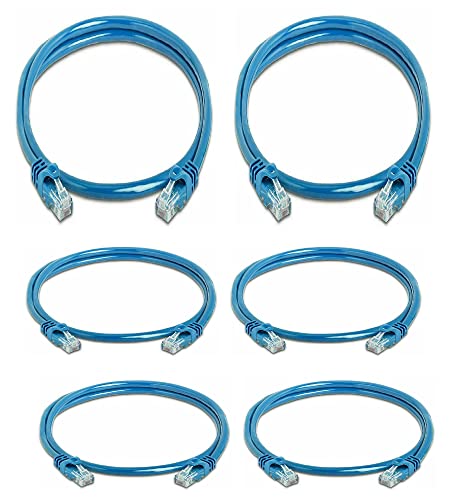 5 Core Ethernet Cable 3 Feet 1 Piece Blue Cat 6 Cord Premium RJ45 Internet Cable Cat6 Compatible w Cat 5 Cat 7 Cat 5e Network Cable Low Latency High Speed Ethernet Cable - ET 3FT BLU 6 Pack-0