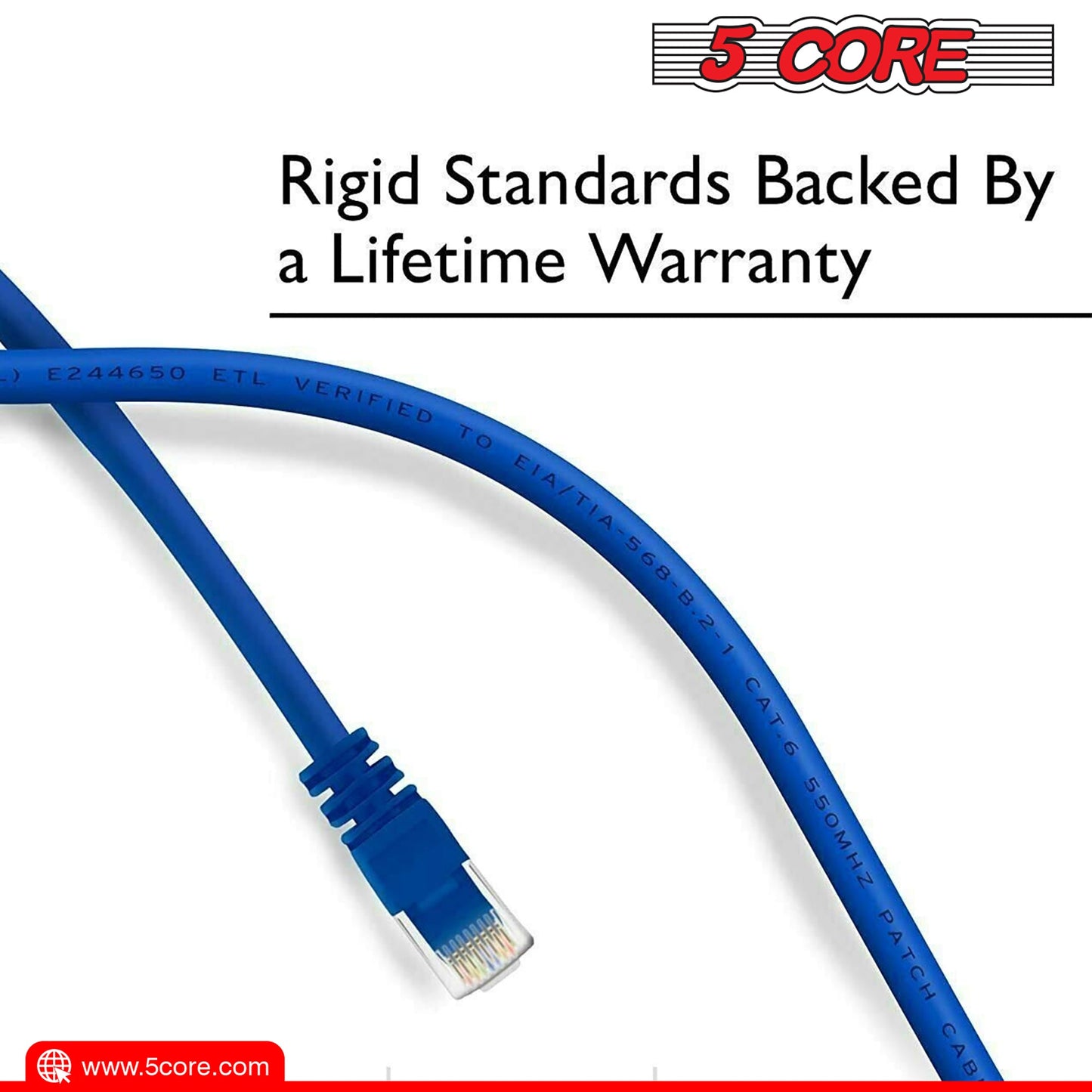 5 Core Ethernet Cable 3 Feet 1 Piece Blue Cat 6 Cord Premium RJ45 Internet Cable Cat6 Compatible w Cat 5 Cat 7 Cat 5e Network Cable Low Latency High Speed Ethernet Cable - ET 3FT BLU 6 Pack-3