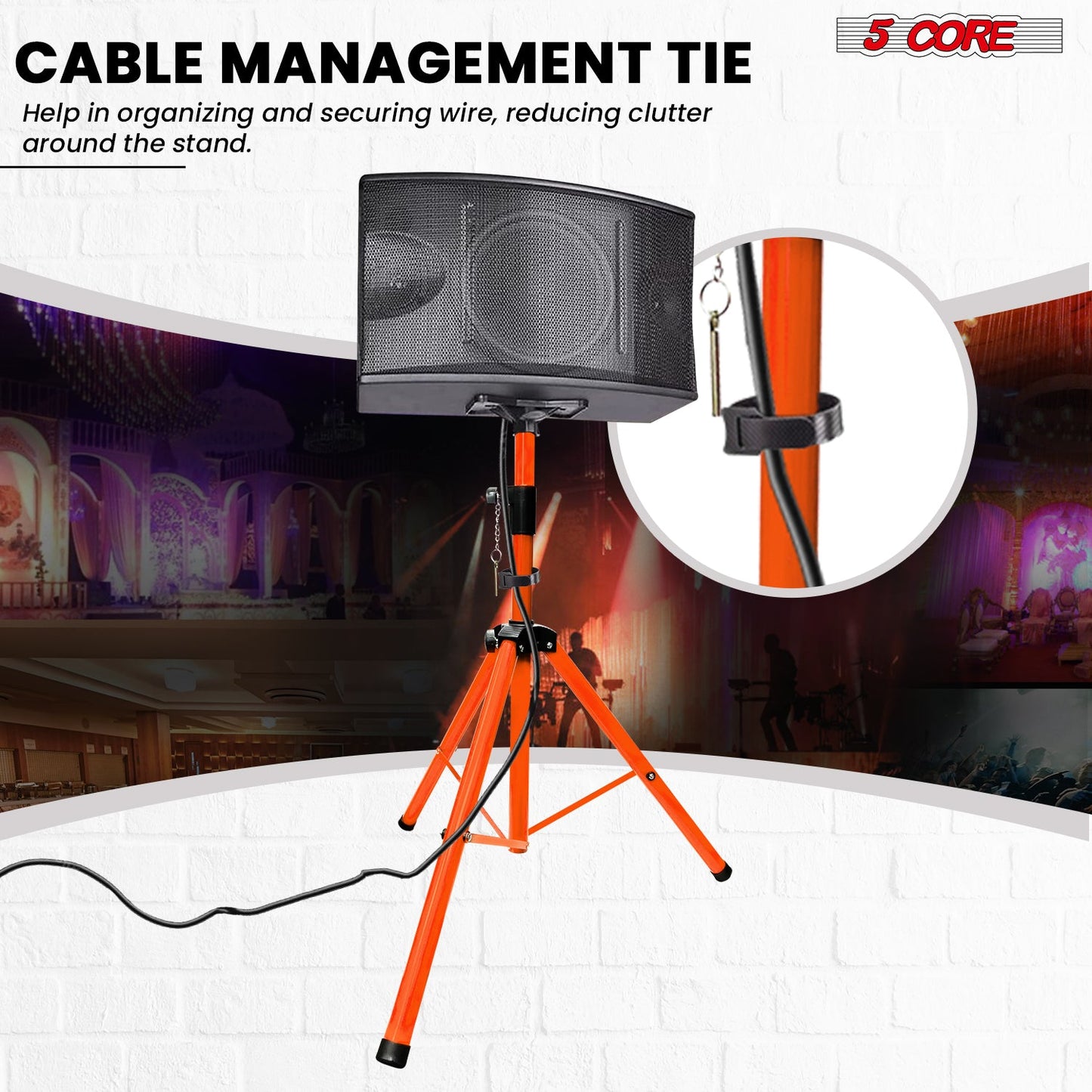 5Core Speaker Stand Tripod Floor Short Adjustable DJ Studio Monitor Stands Pole Mount ORANGE-4
