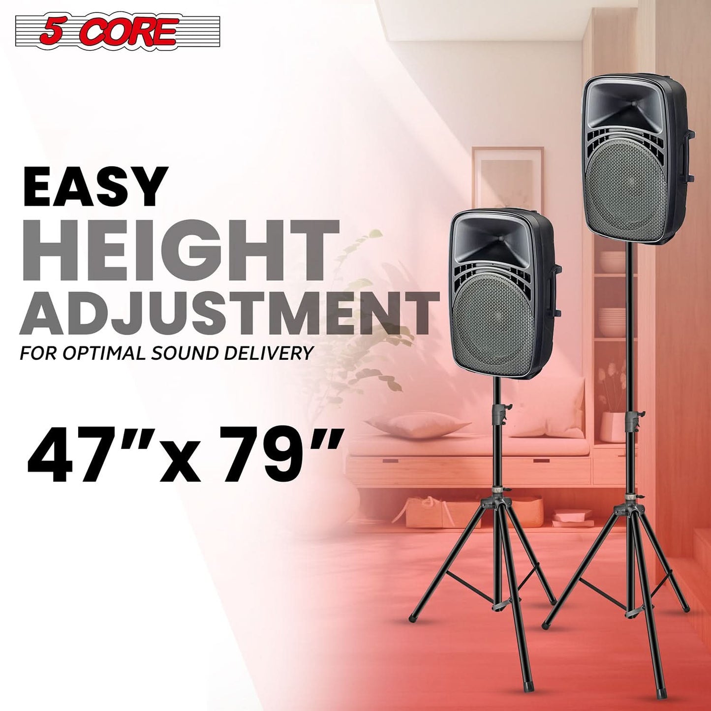 5Core Speaker Stand Tripod Tall Air Assist Lowering Adjustable Heavy Duty Floor Stands-1
