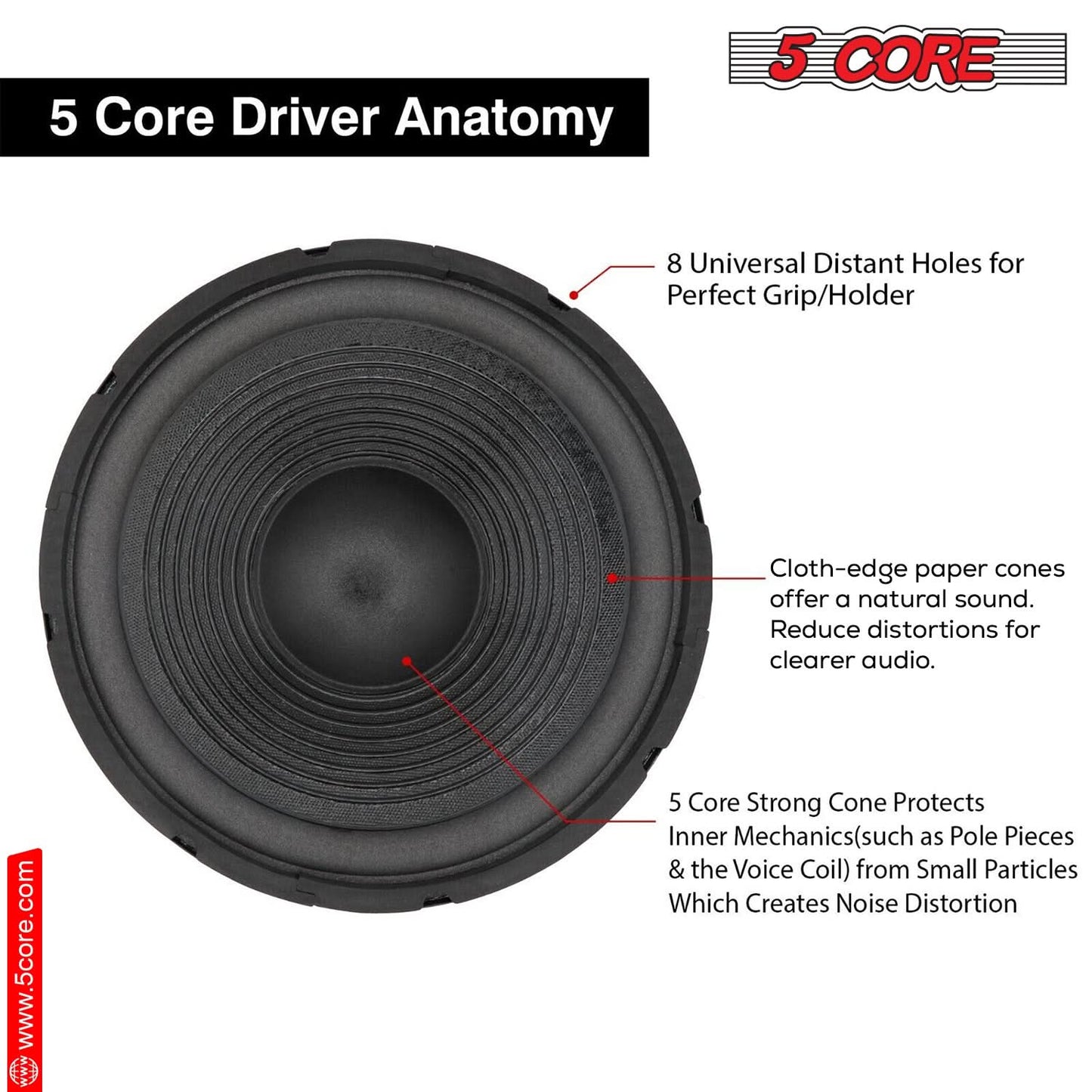 5Core 12 Inch DJ Subwoofer Speaker 1200W Peak 8Ohm Audio Replacement Sub woofer-2