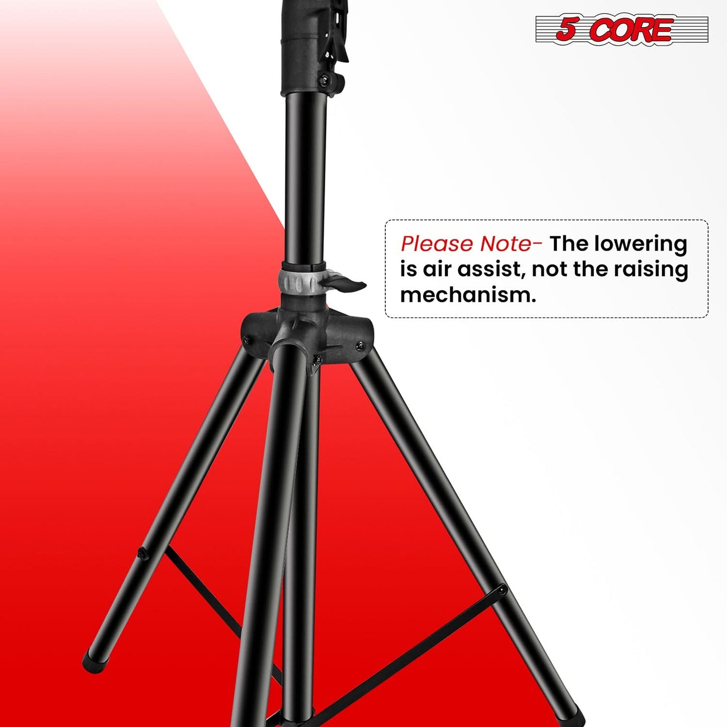 5Core Speaker Stand Tripod Tall Air Assist Lowering Adjustable Heavy Duty Floor Stands-2