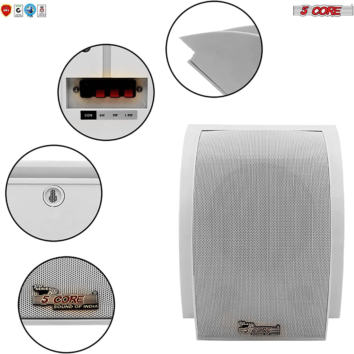 5 Core Wall Speaker 80W Max Power Indoor Outdoor Speakers White High Performance All Weather Wall Mount PA Speaker Wired Entertainment System for Patio Room Garage Restaurant Office - WS-11 5 2PCS-15