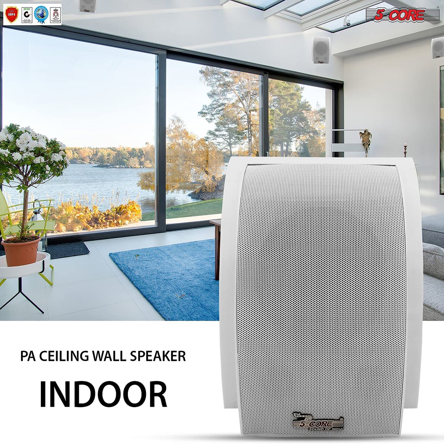 5 Core Wall Speaker 80W Max Power Indoor Outdoor Speakers White High Performance All Weather Wall Mount PA Speaker Wired Entertainment System for Patio Room Garage Restaurant Office - WS-11 5 2PCS-17