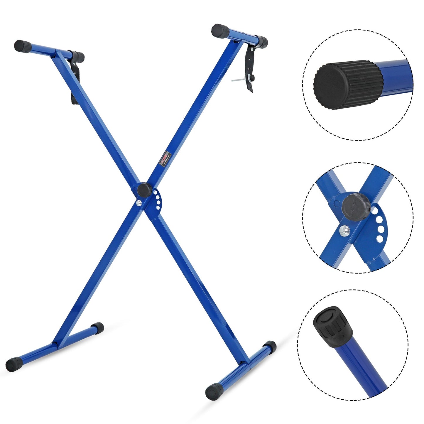 5Core Keyboard Stand Single X Style Adjustable Lift Piano Riser For 49 To 88 Keys BLUE-0