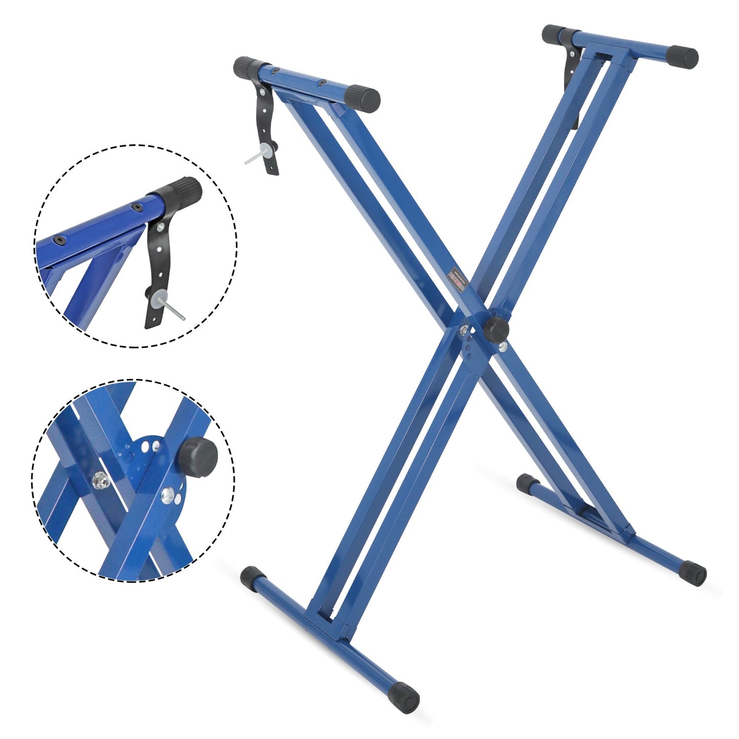 5Core Keyboard Stand Double X Style Adjustable Lift Piano Riser For 49 To 88 Keys BLUE-0