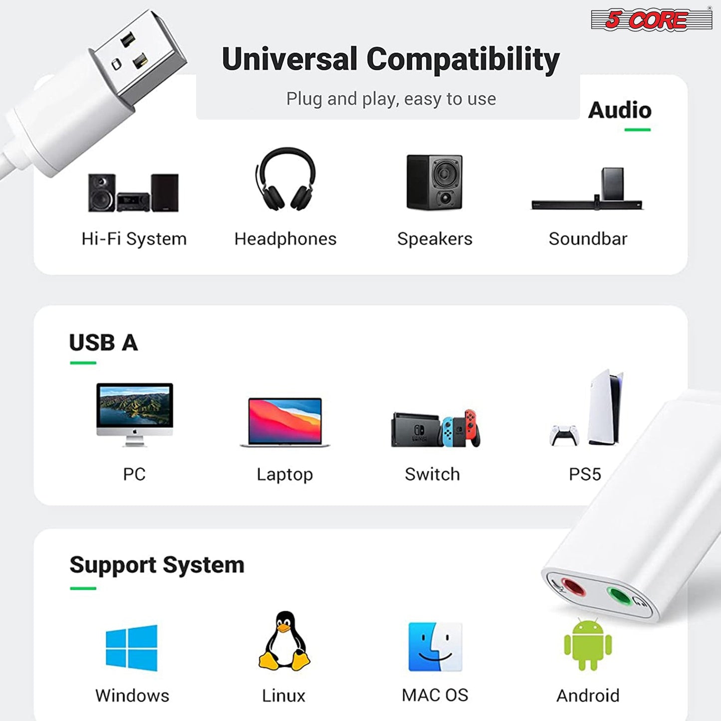 5Core Lavalier Microphone 3.5mm Clip-On Mic for Android DSLR Tiktok Youtube Vlog cm 001 ADP