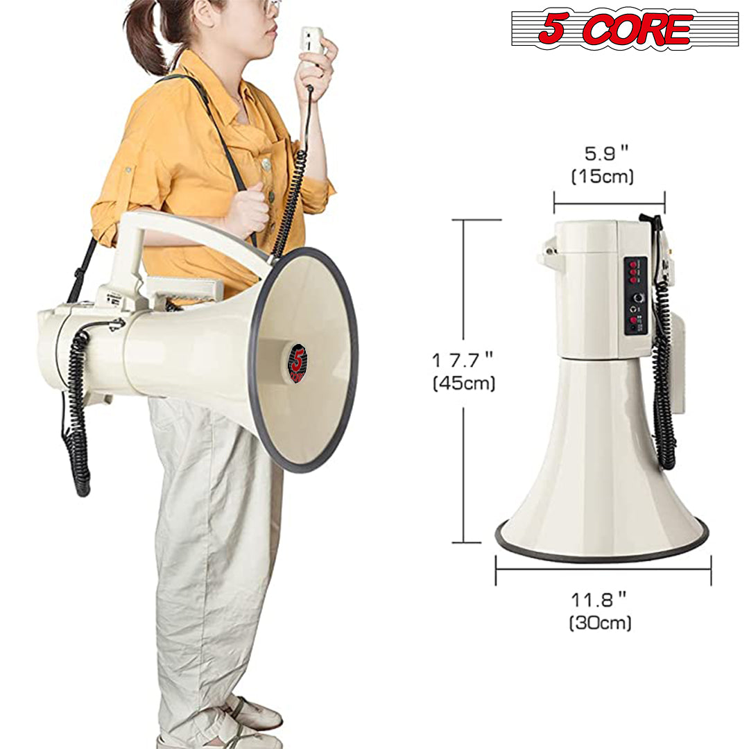 5Core Professional Megaphone Bullhorn Cheer Horn Mic Recording Siren 75W PMPO 3501 USB
