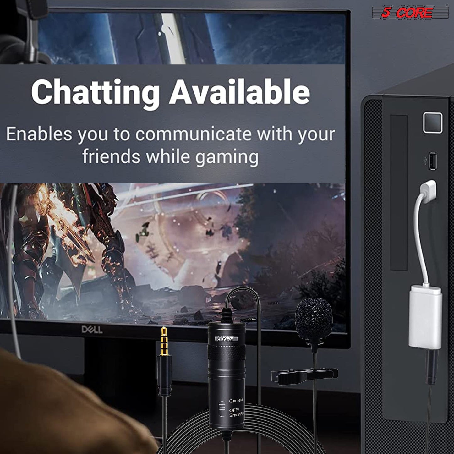 5Core Lavalier Microphone 3.5mm Clip-On Mic for Android DSLR Tiktok Youtube Vlog cm 001 ADP