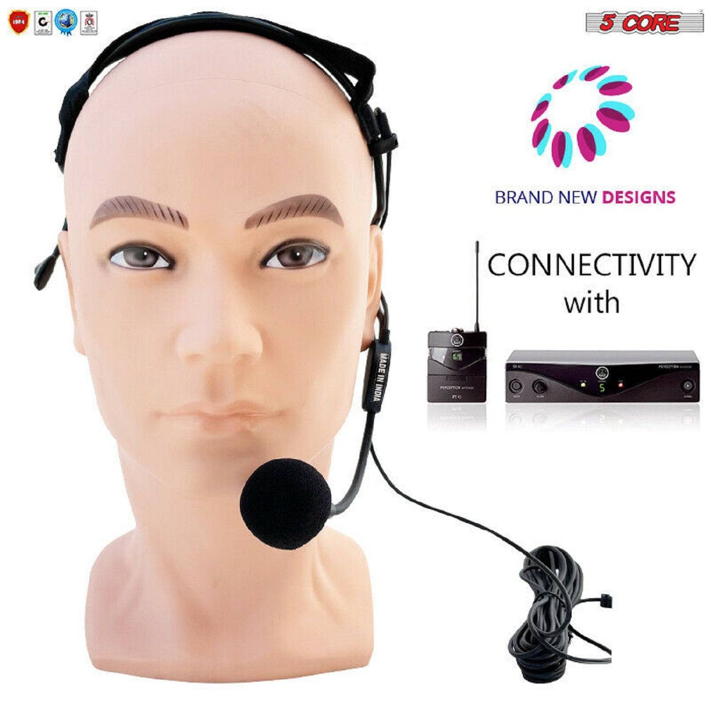 5Core Stereo Wired Headset Microphones Head-Mounted Windshield For Mixer Amplifier MIC HM 01