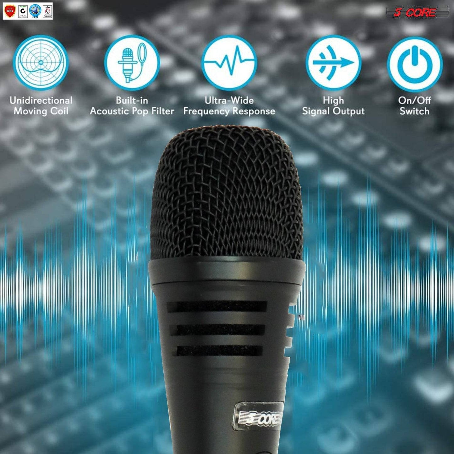 5Core Microphone Pro Microfono Dynamic Mic XLR Audio Cardiod Vocal Karaoke ND 3200X