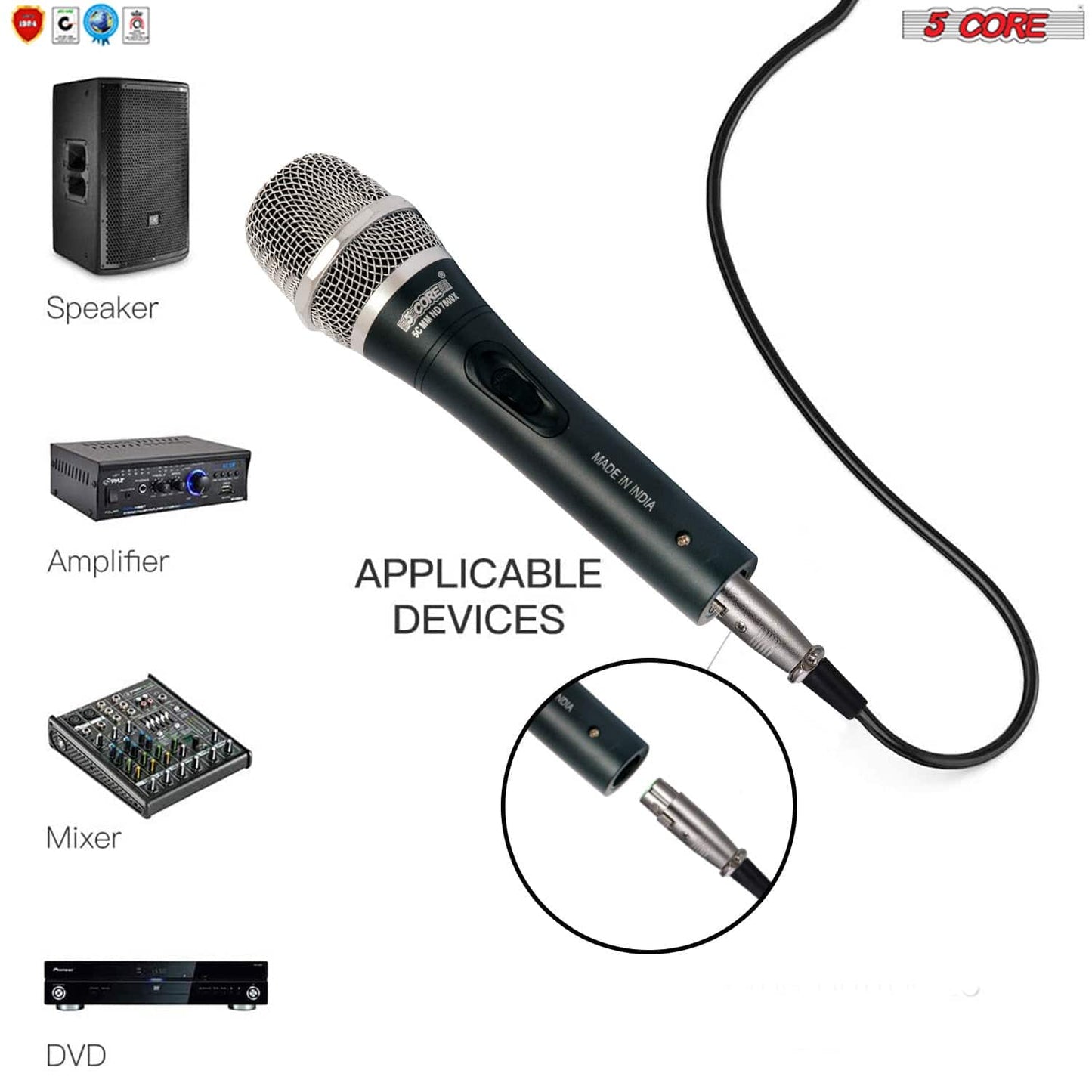 5Core Microphone Pro Microfono Dynamic Mic XLR Audio Cardiod Vocal Karaoke ND-7800X