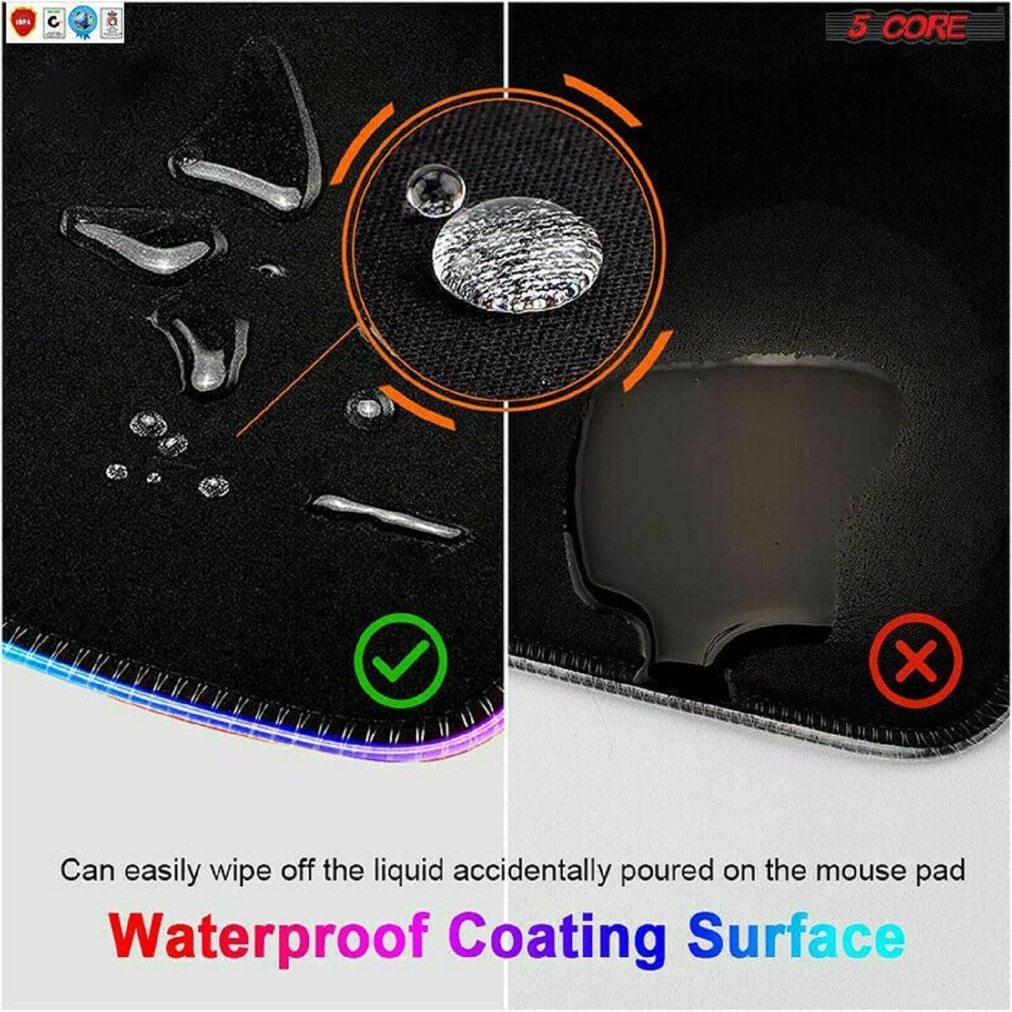 5Core LARGE RGB LED Extra Large Soft Gaming Mouse Pad Oversized Glowing 31.5x11.8"  KBP 800 RGB