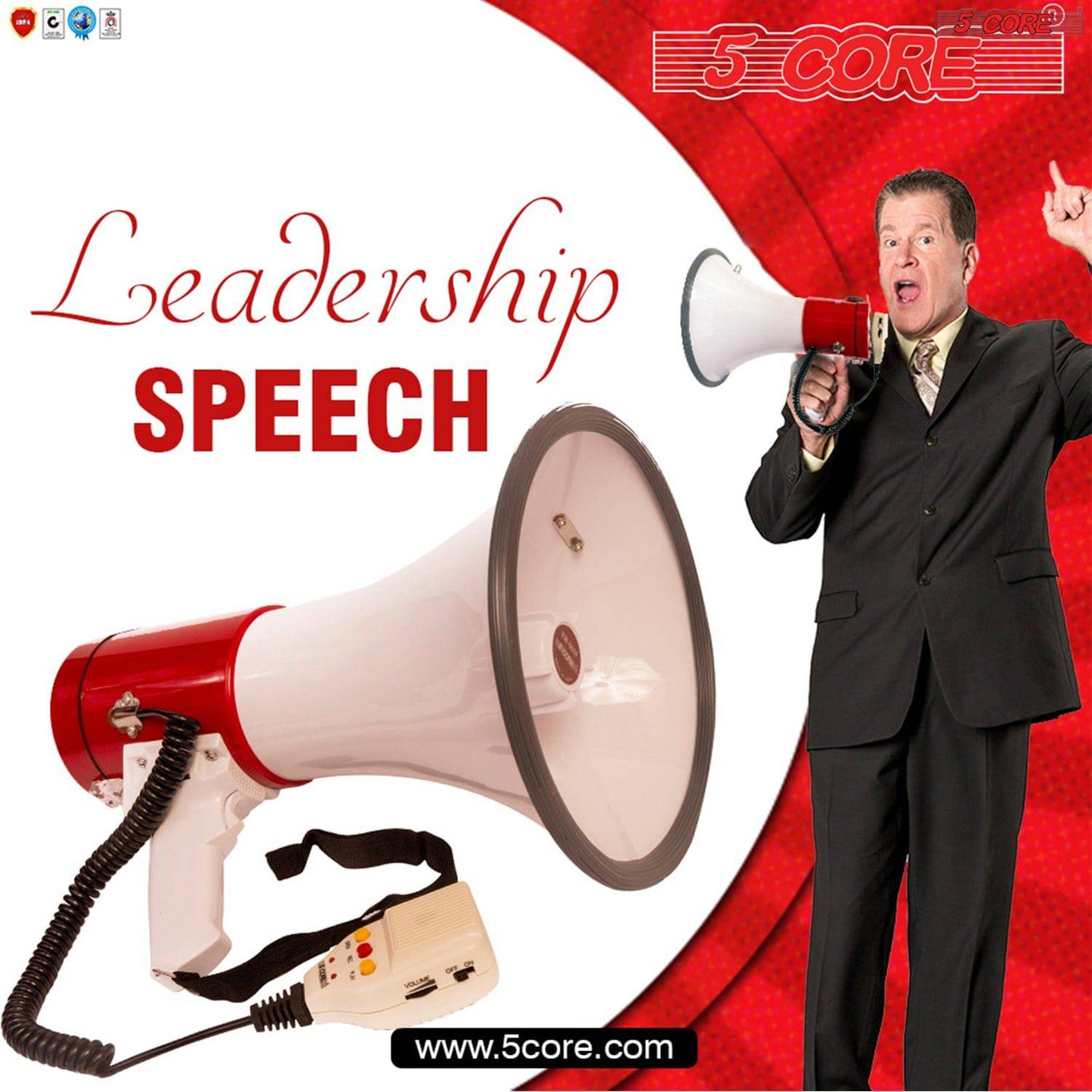 5 Core Cheer Megaphone Bullhorn Loud speaker 50W Portable 66SF