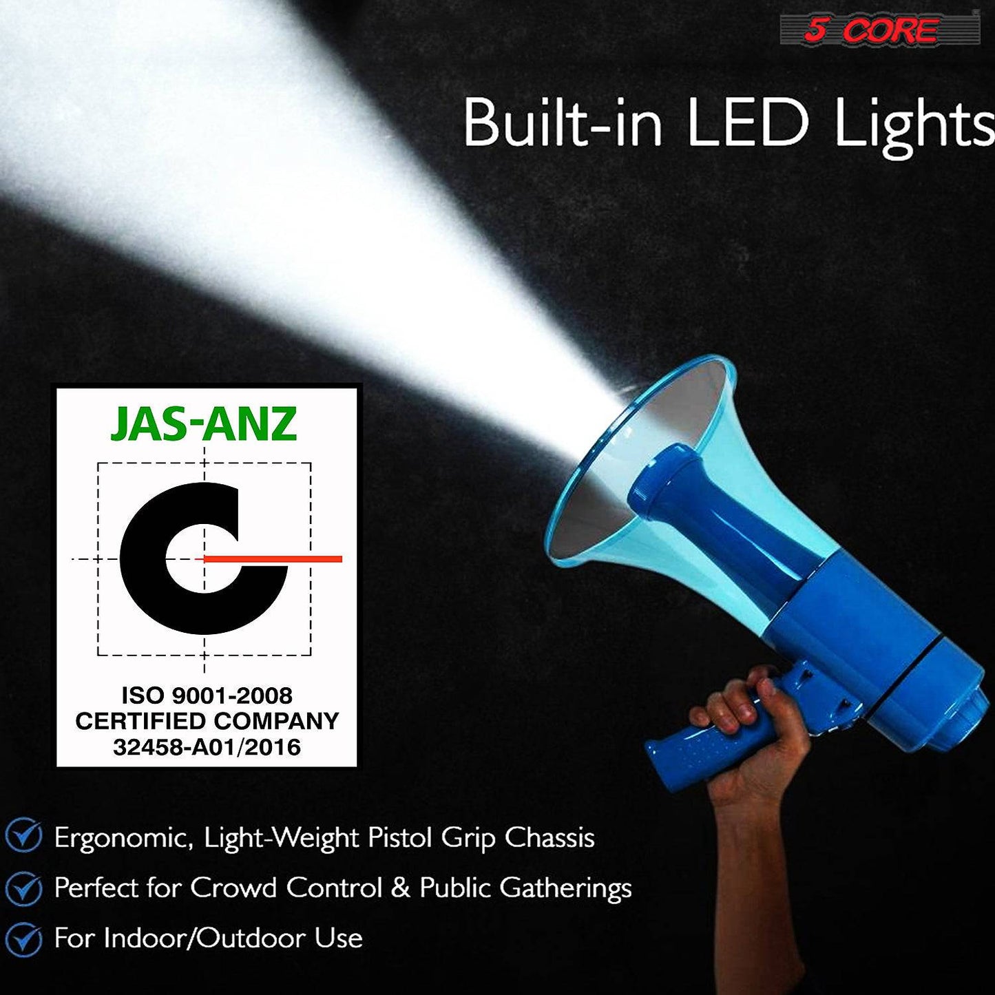 5 Core Cheer Megaphone Bullhorn Loud Speaker HW 18 WP