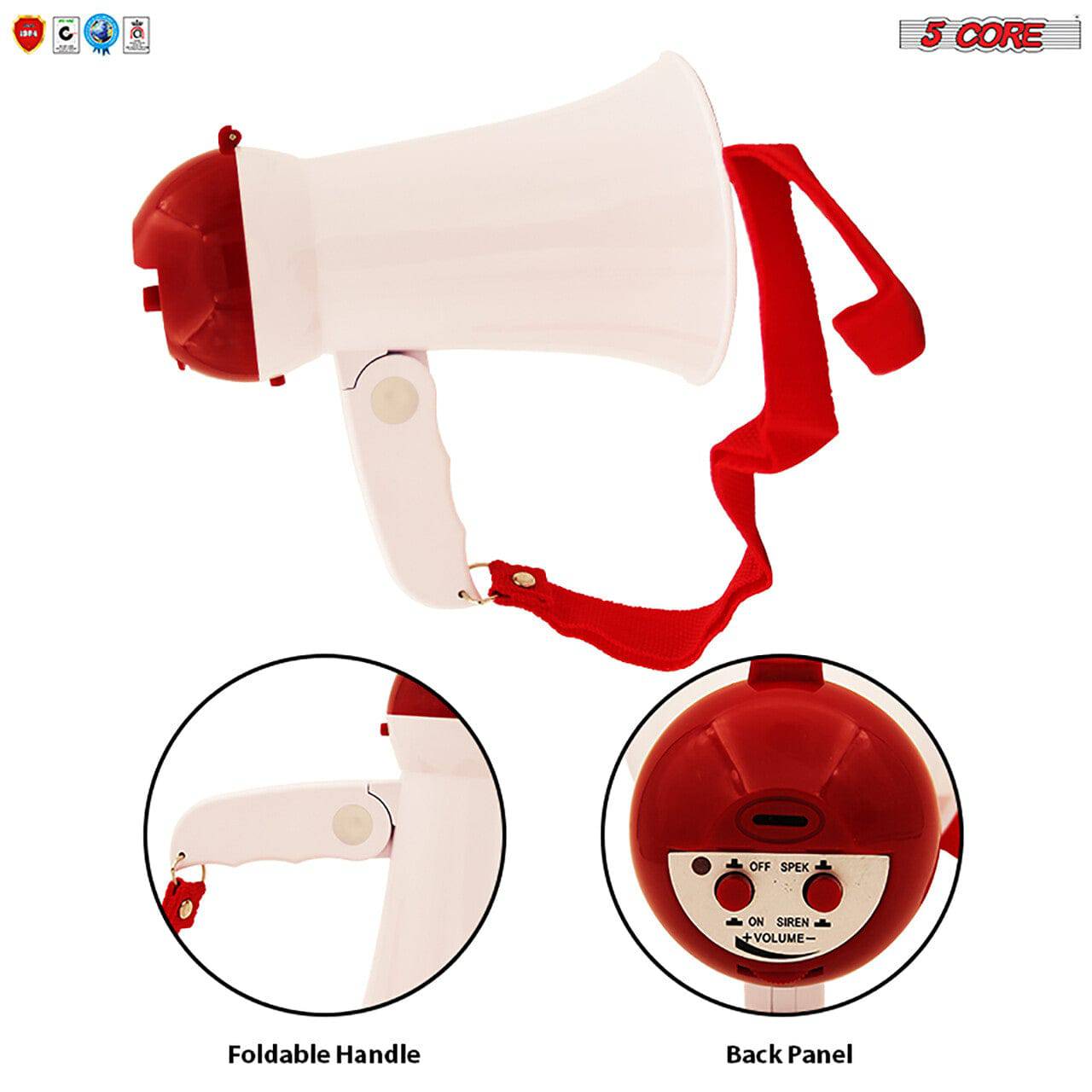 5Core Megaphone Bullhorn Kids & Adults Loud Police SIREN Toy Mic Handheld HW 1