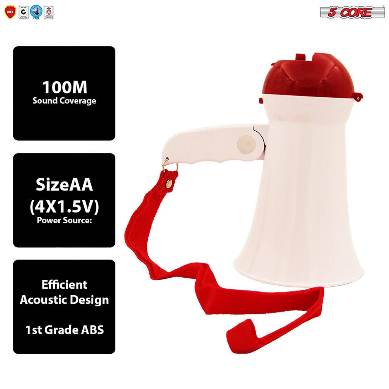 5Core Megaphone Bullhorn Kids & Adults Loud Police SIREN Toy Mic Handheld HW 1