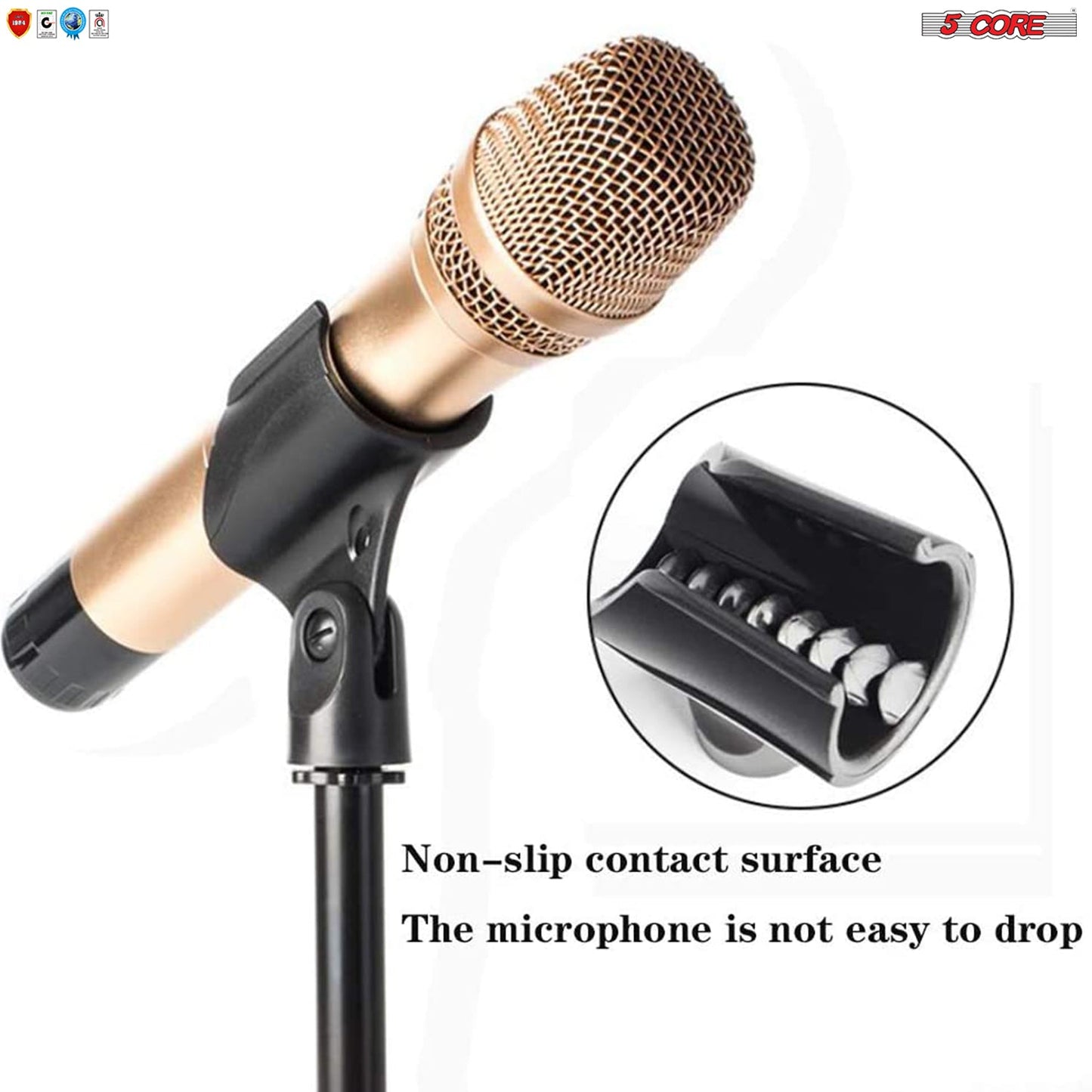5Core 2 pack Microphone Mic Clip Holder with 5/8" to 3/8" Adapter MC 05 2PCS