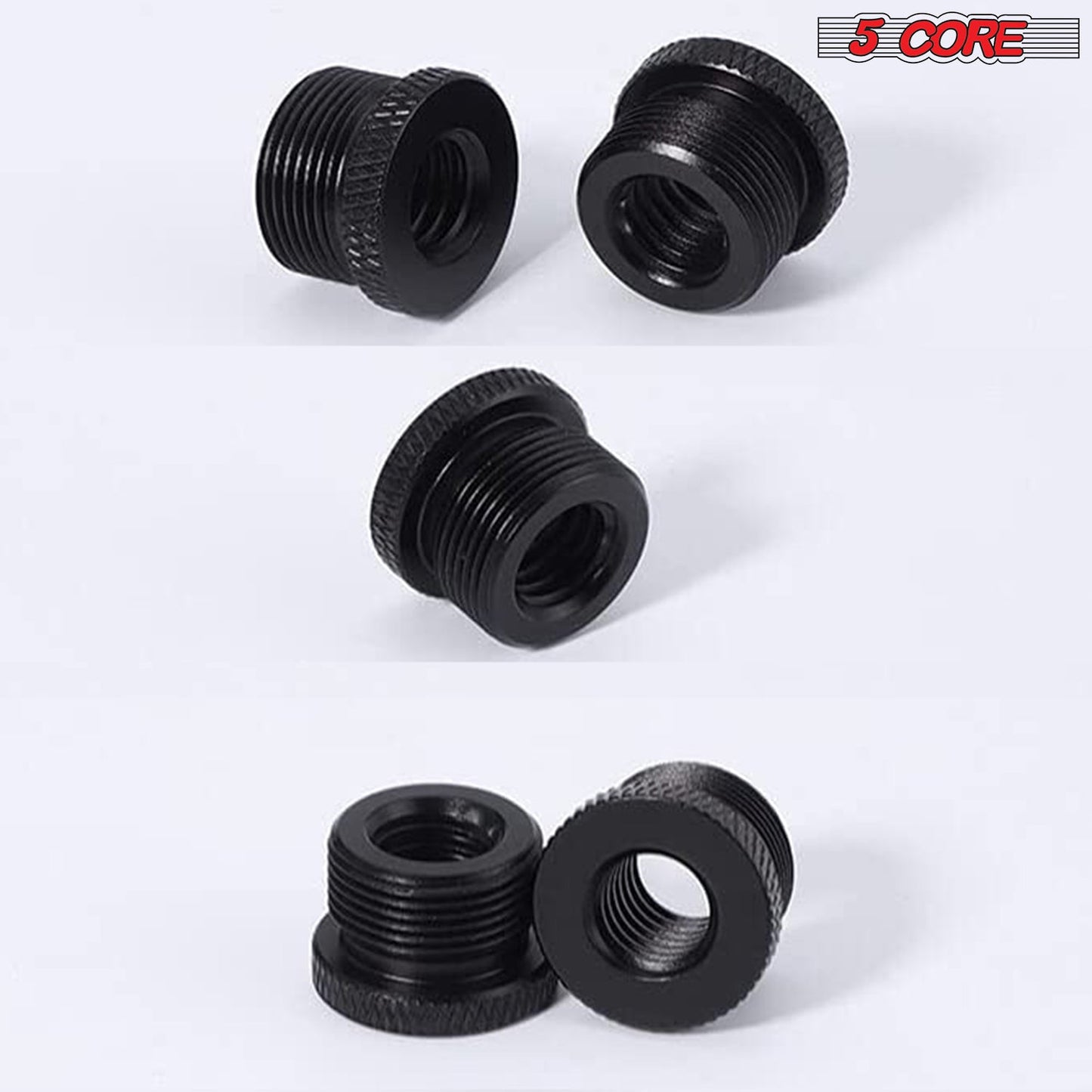 5Core 1Pc 3/8" Female to 5/8" Male Screw Adapter Microphone Holder Aluminum MSADP M BLK 3858 1PC