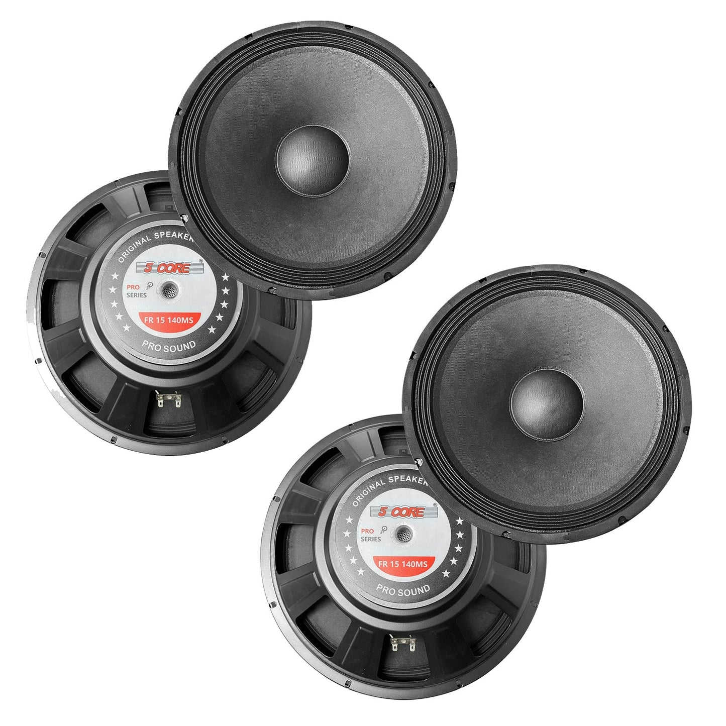 5 Core 15" Subwoofer Speaker - Black Cloth edge paper cone, 8 Ohm Impedance, 2000 Watt Power for Audio Stereo Sound System, DJ Setup and more - FR 15 140 MS 2PCS-6