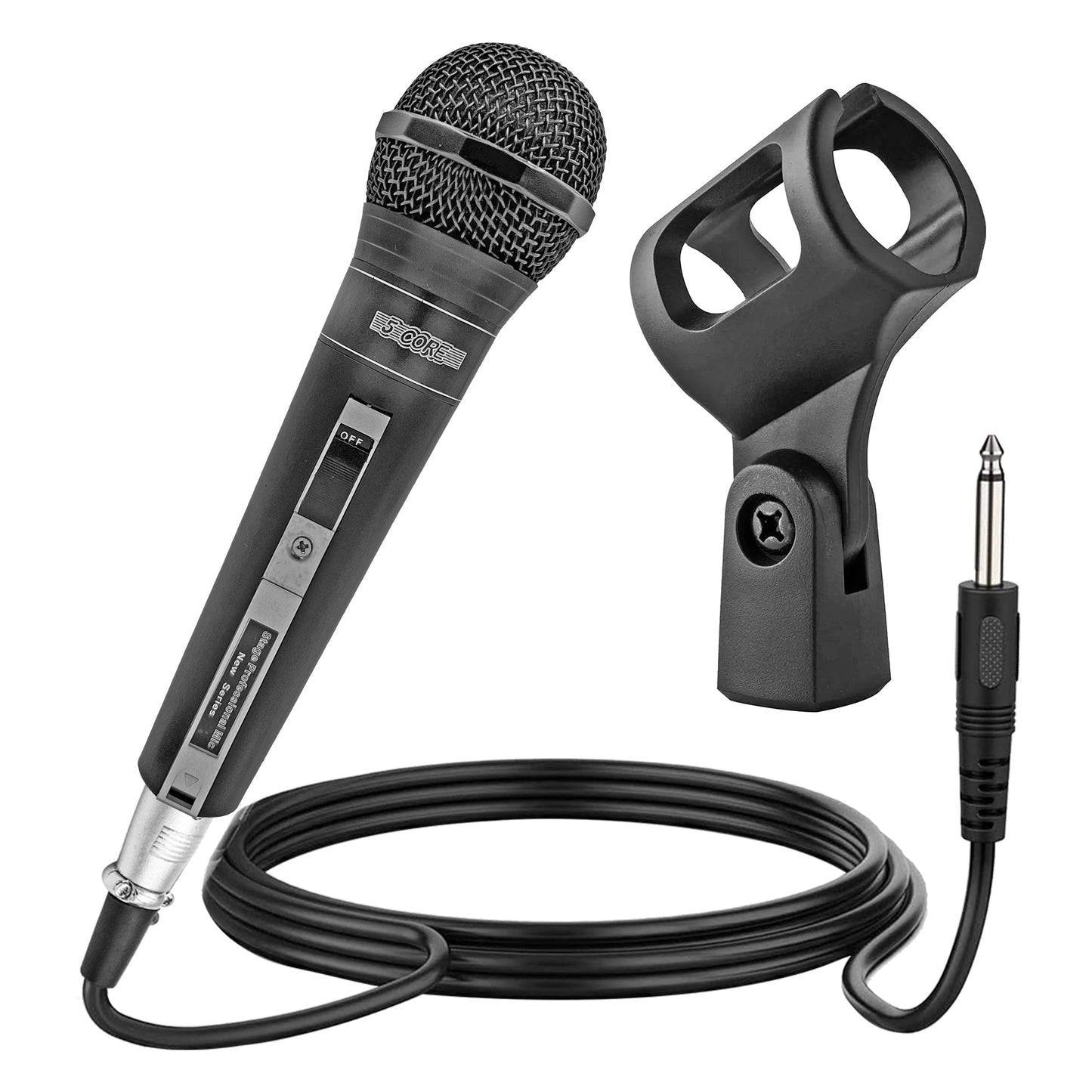 5 Core Microphone 4 Pieces Professional Black Dynamic Karaoke XLR Wired Mic w ON/OFF Switch Integrated Pop Filter Cardioid Unidirectional Pickup Handheld Micrófono for Singing DJ Podcast Speeches Includes Cable Mic Holder - PM 757 4PCS-2