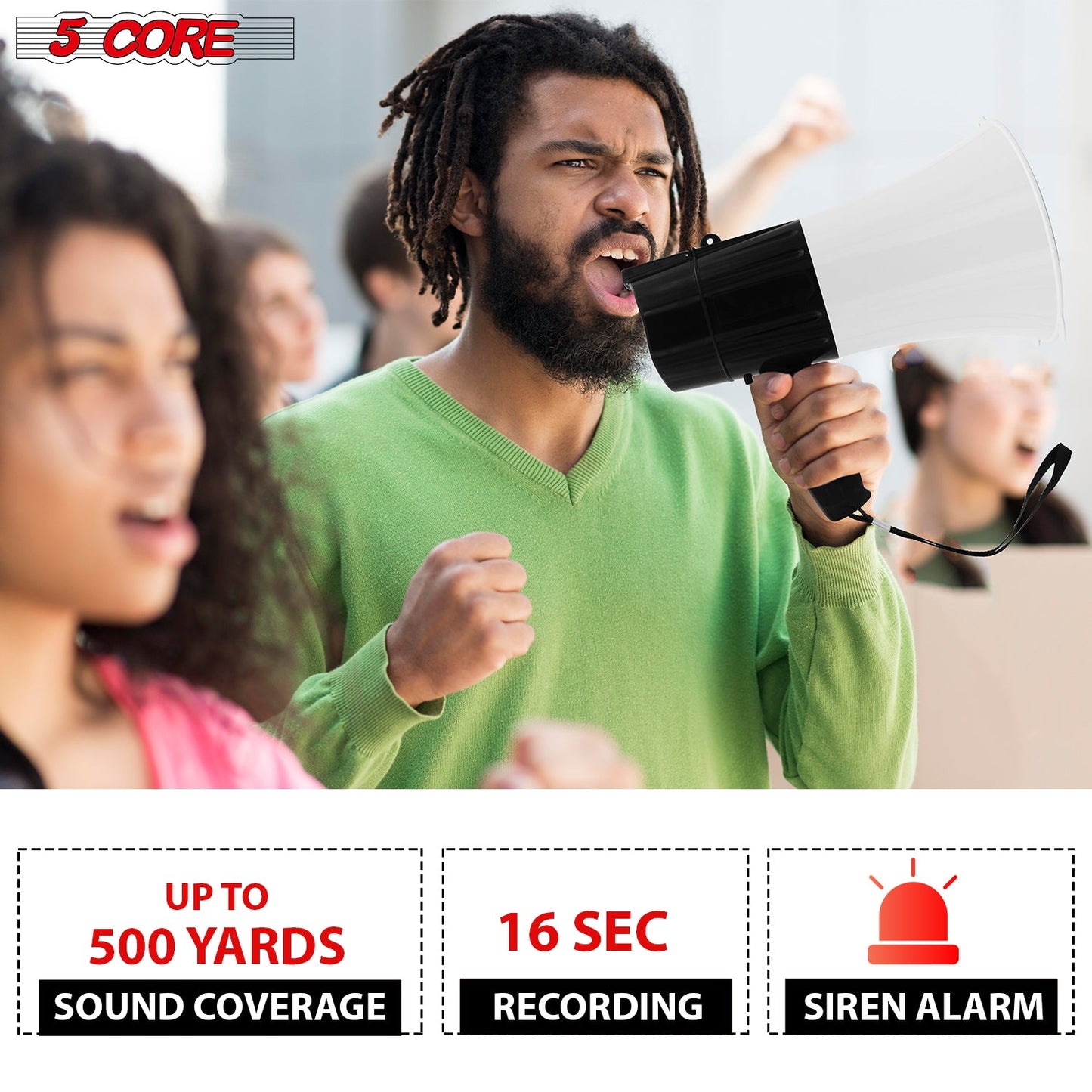 Megaphone Handheld with LED lights Bullhorn Cheer Loudspeaker Bull Horn Speaker 148 LED