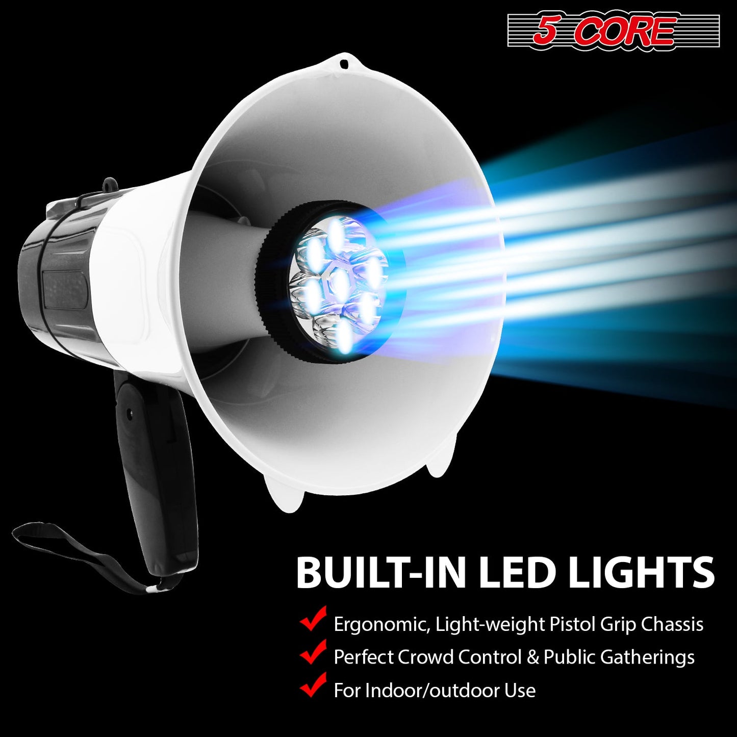 Megaphone Handheld with LED lights Bullhorn Cheer Loudspeaker Bull Horn Speaker 148 LED