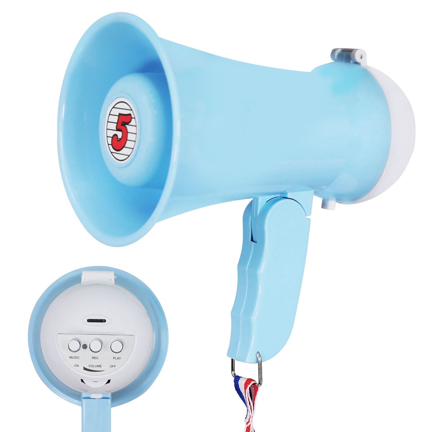 5 Core Megaphone Bullhorn Speaker 15W Mini Battery Power Bull horn w Siren 400 Yard Range SKY BLUE-0