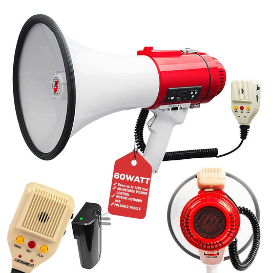 5Core Megaphone Bullhorn Speaker Pro 60W Bull Horn Rechargeable Cheer Megafono-0