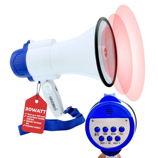 5Core Megaphone Bullhorn Speaker 30W Mini Bull Horn Battery Power Megafono 800 Feet USB-0