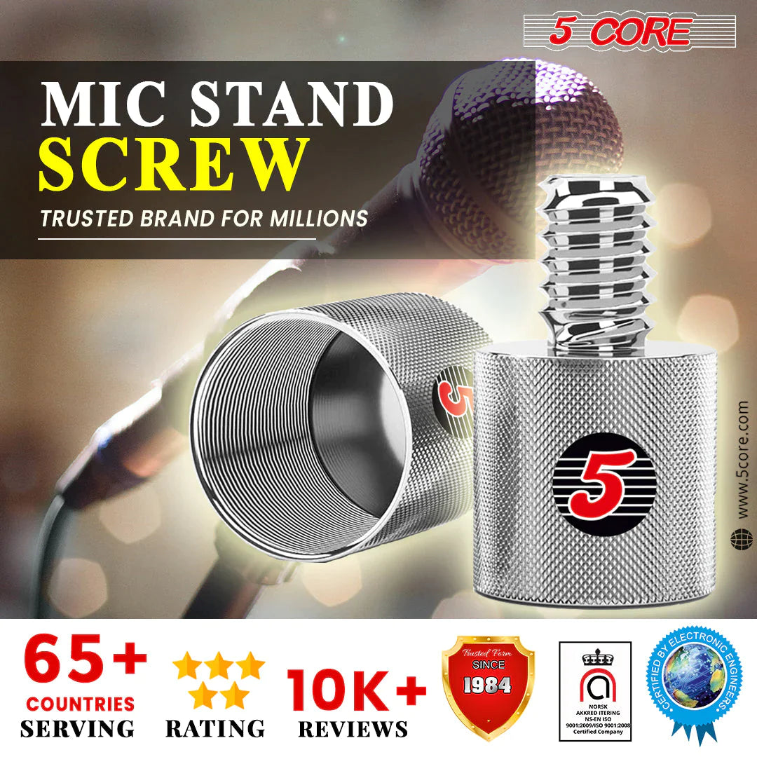 5 Core 12 Pcs Mic Stand Adapter • 5/8 Female to 1/4" Male Screw Adapter • w Knurled Surface Thread Adopter-6