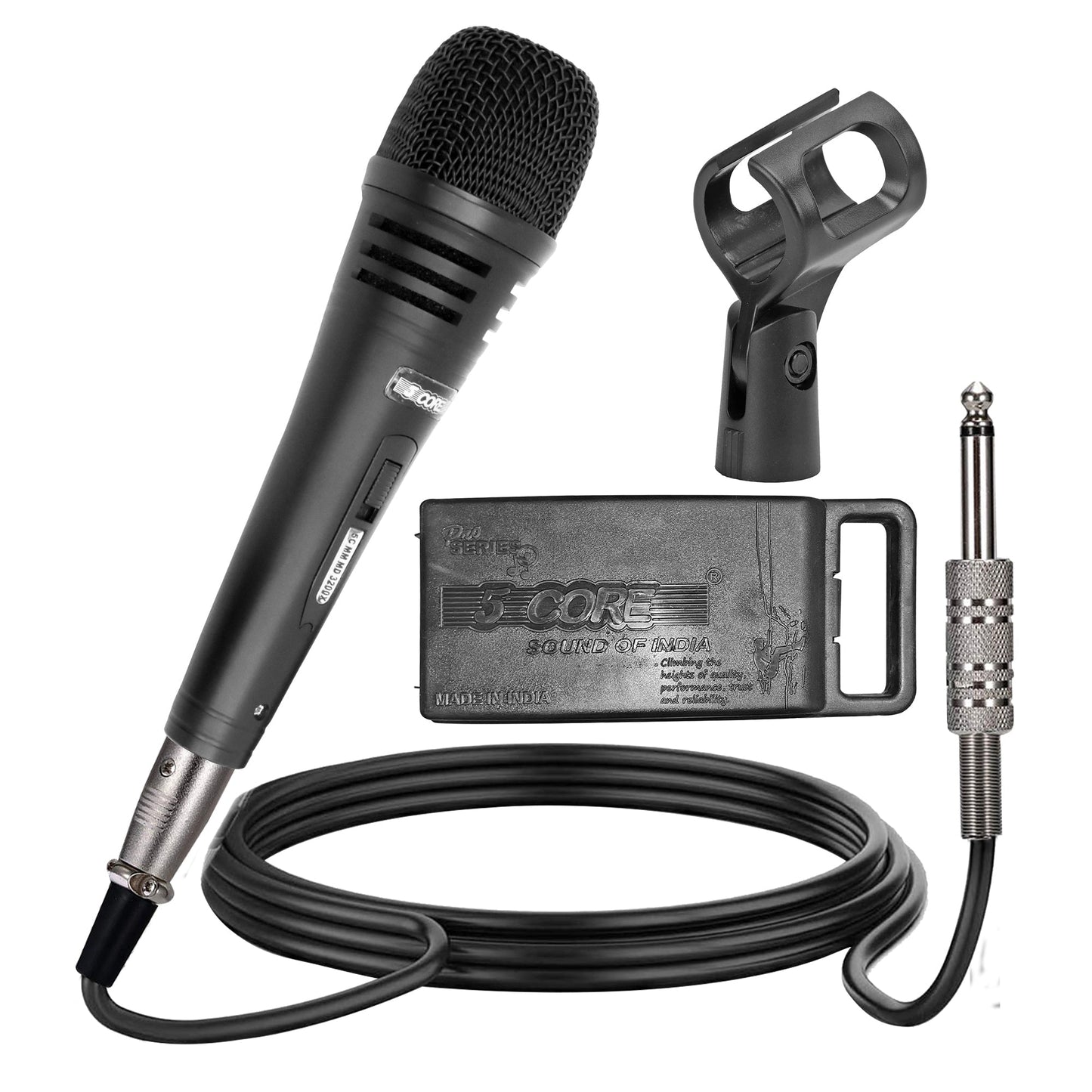 5 Core Microphone Professional Dynamic Karaoke XLR Wired Mic w ON/OFF Switch Pop Filter Cardioid Unidirectional Pickup Handheld Micrófono -ND 3200X 2 Pcs-2