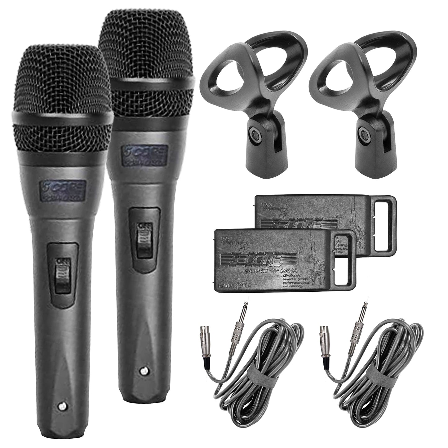 5 Core Microphone Professional Dynamic Karaoke XLR Wired Mic w ON/OFF Switch Pop Filter Cardioid Unidirectional Pickup Handheld Micrófono -ND-32 ARMEX 2PCS-0