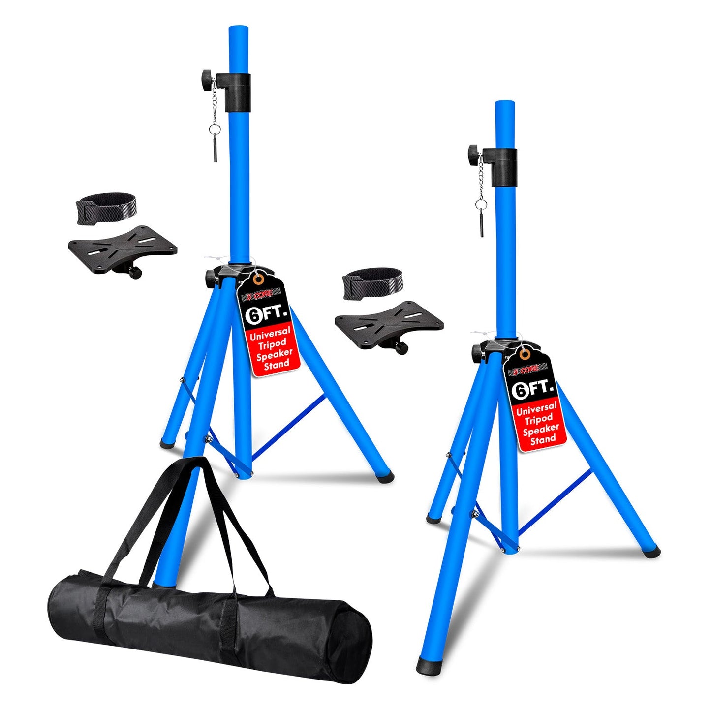 5Core Speaker Stand Tripod Tall Adjustable 72 Inch DJ Pole Mount Studio Monitor Stands SKY BLUE-5