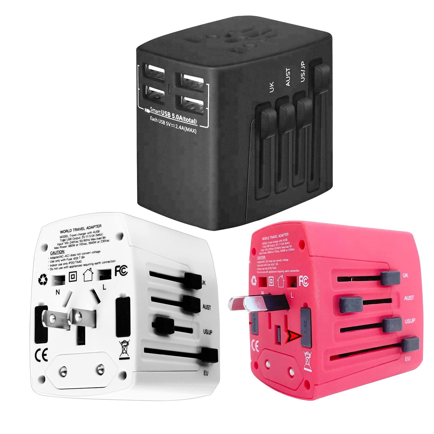 5Core Universal Travel Adapter International Power Adapters 3 Pack Multicharger Plug-0