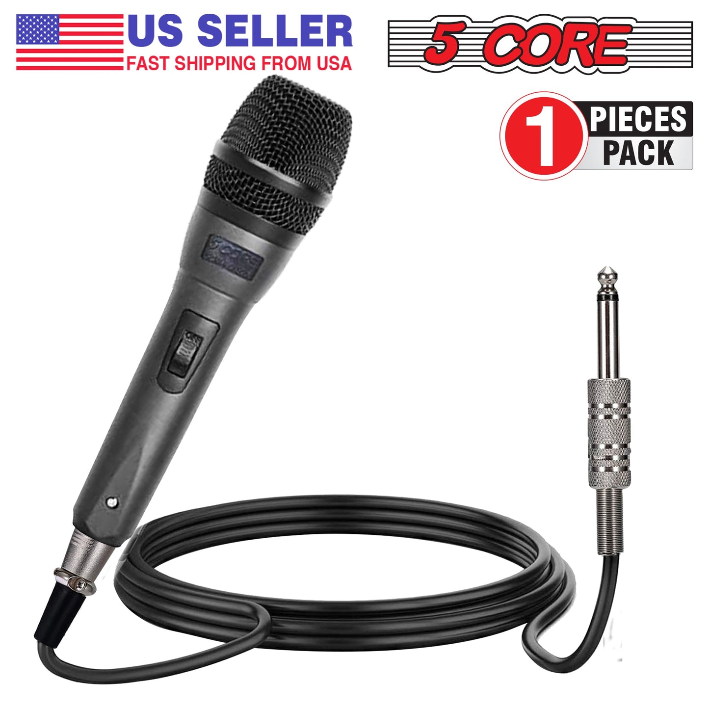5 Core Microphone Professional Dynamic Karaoke XLR Wired Mic w ON/OFF Switch Pop Filter Cardioid Unidirectional Pickup Handheld Micrófono -ND-32 ARMEX 2PCS-15