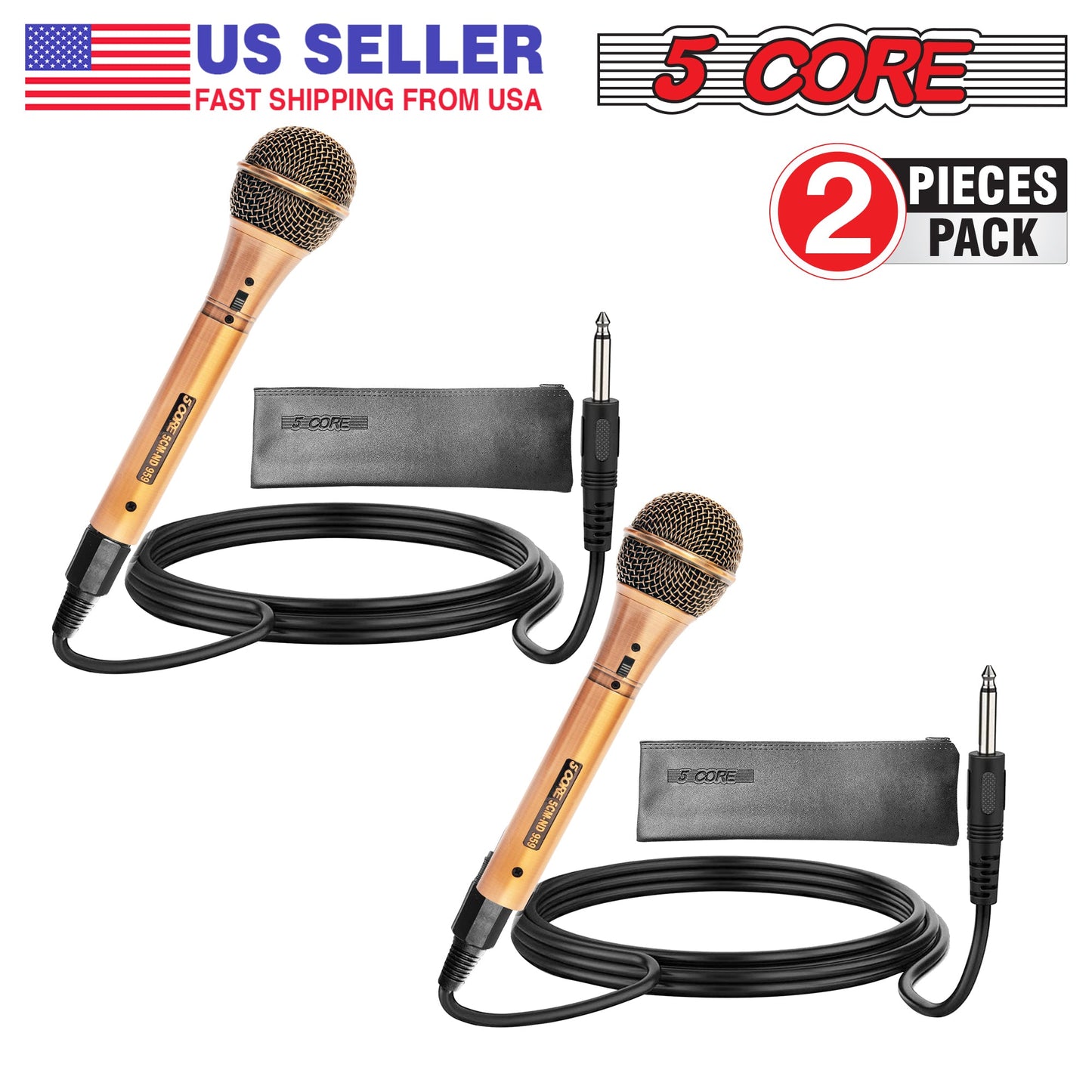 5 Core Microphone Professional Dynamic Karaoke XLR Wired Mic w ON/OFF Switch Pop Filter Cardioid Unidirectional Handheld Micrófono -ND-959 Elantra 2PCS-13