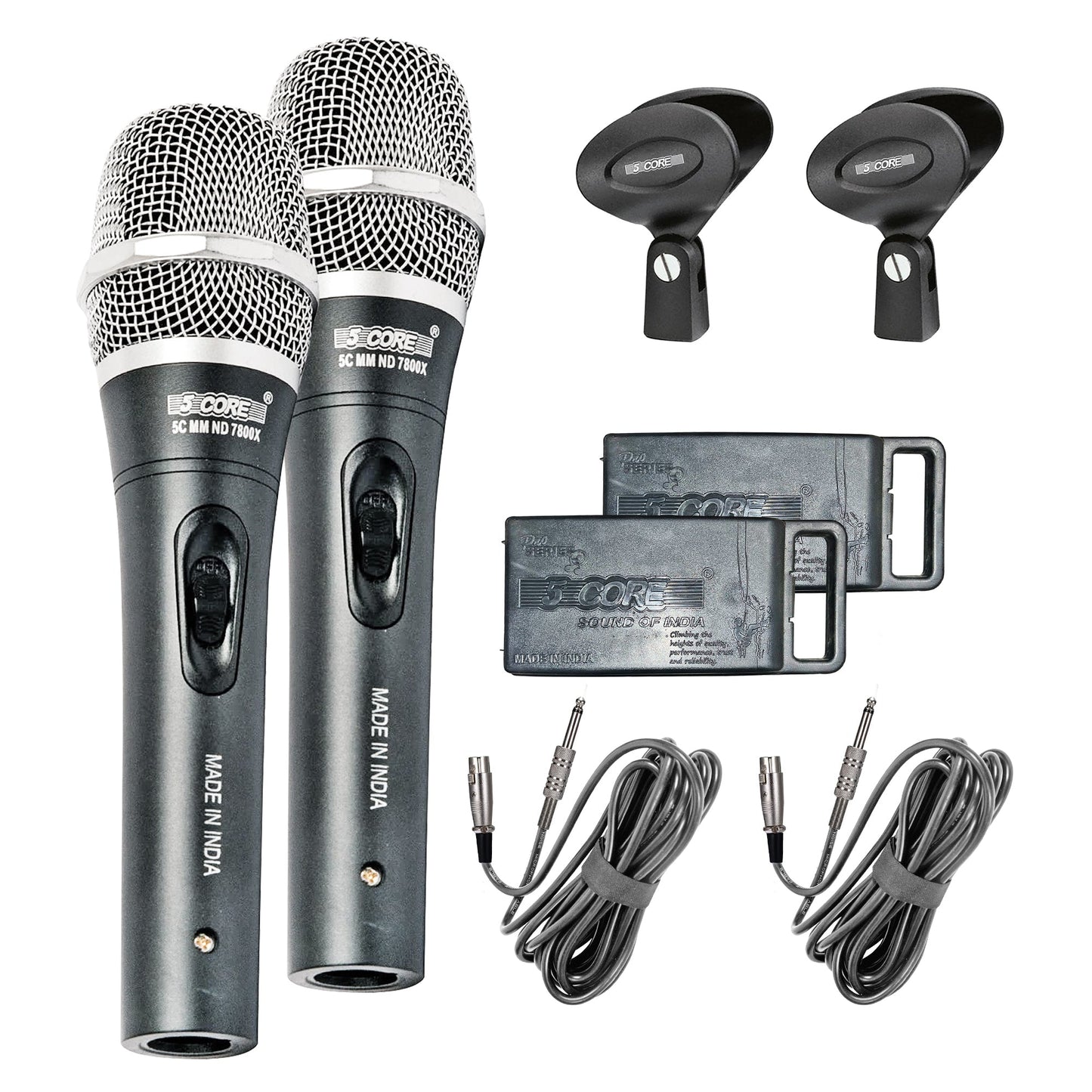 5 Core Microphone Professional Dynamic Karaoke XLR Wired Mic w ON/OFF Switch Pop Filter Cardioid Unidirectional Pickup Handheld Micrófono -ND-7800X 2PCS-0