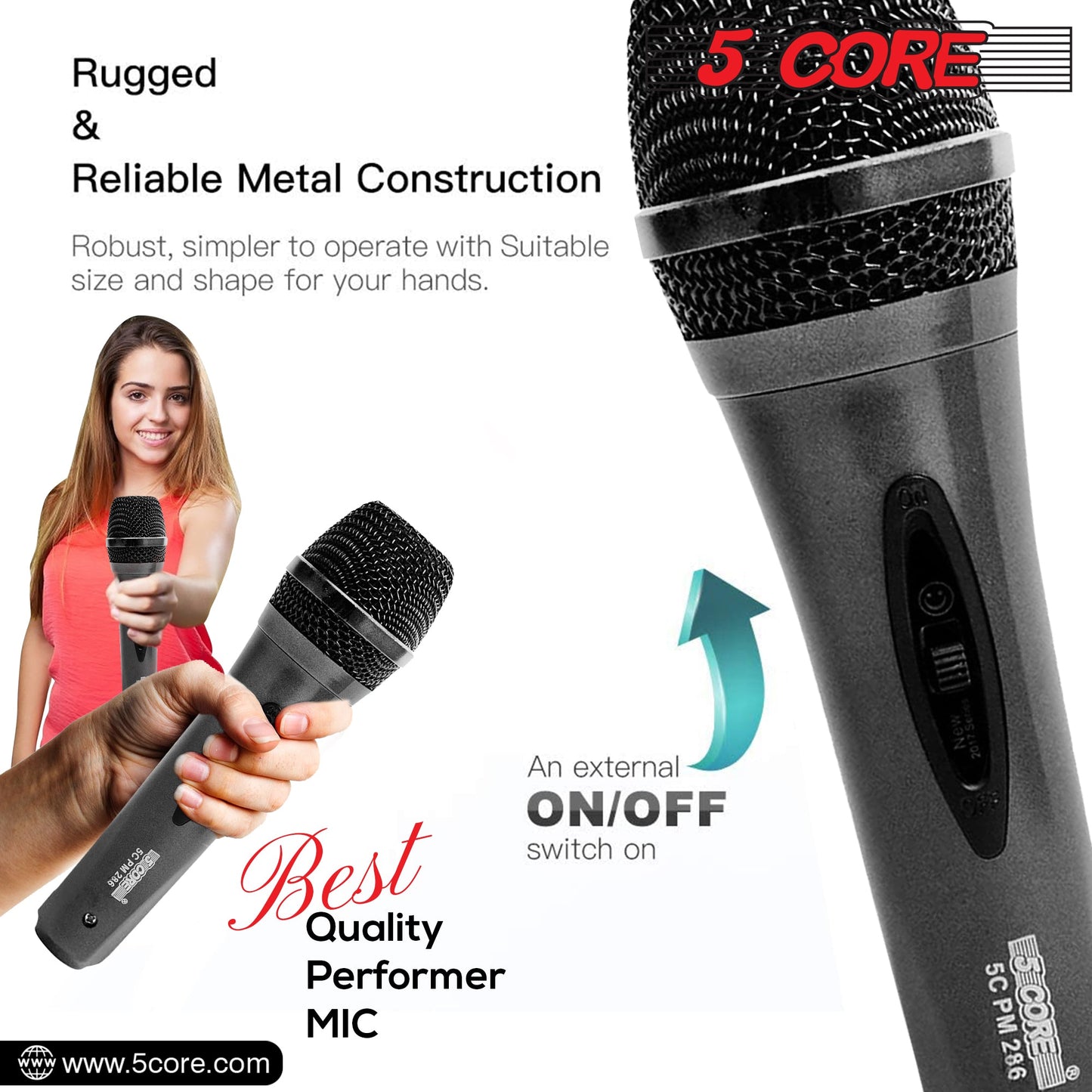4 Pieces Microphone Pro Microfono Dynamic Mic XLR Audio Cardiod Vocal Karaoke 5Core - PM 286 4PCS-8