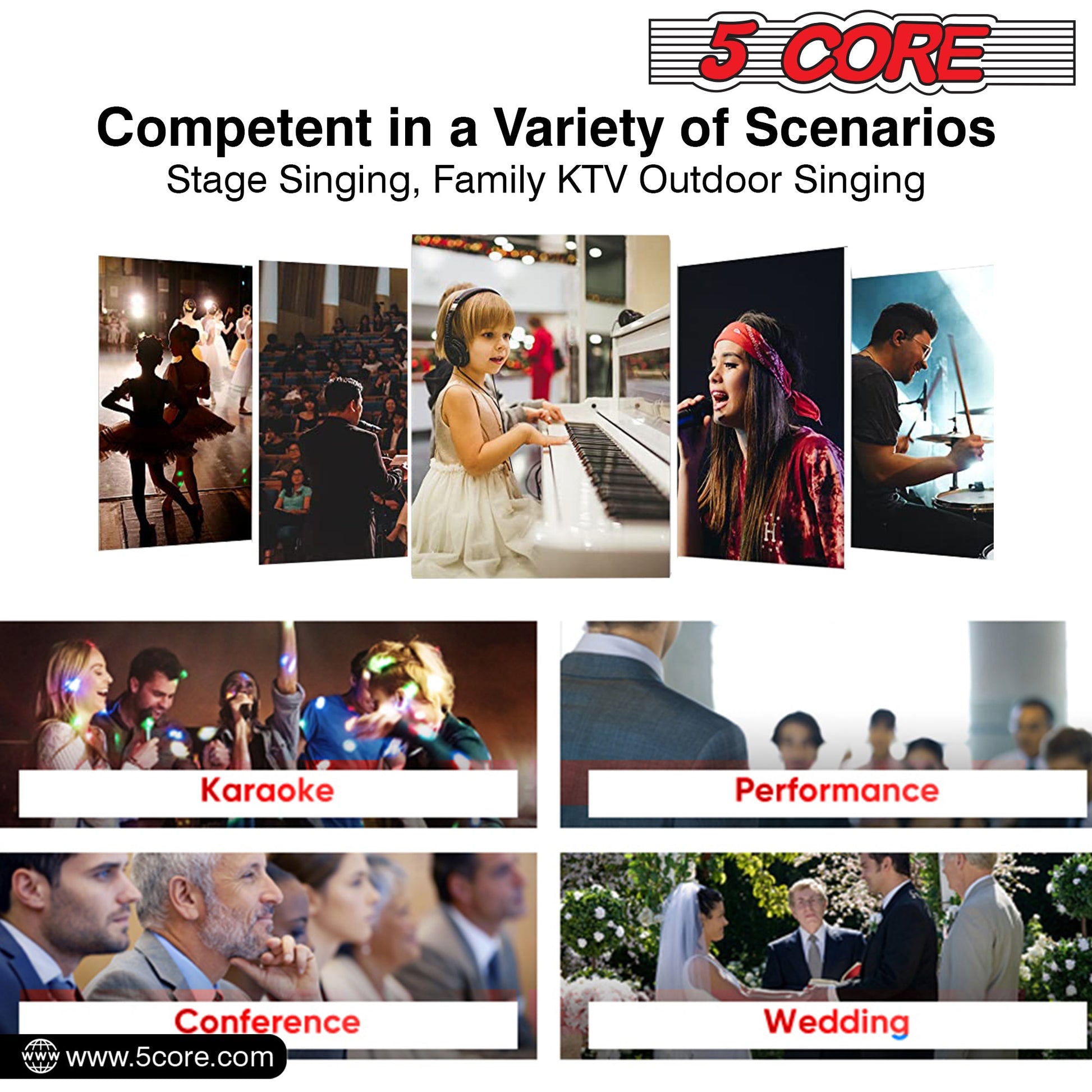 5 Core Microphone 4 Pcs Karaoke XLR Wired Mic Professional Studio Microfonos w ON/OFF Switch Integrated Pop Filter Dynamic Moving Coil Cardioid Unidirectional Pickup Handheld Micrófono for Singing DJ Podcast Speeches Includes Cable - PM 305 4PCS-12