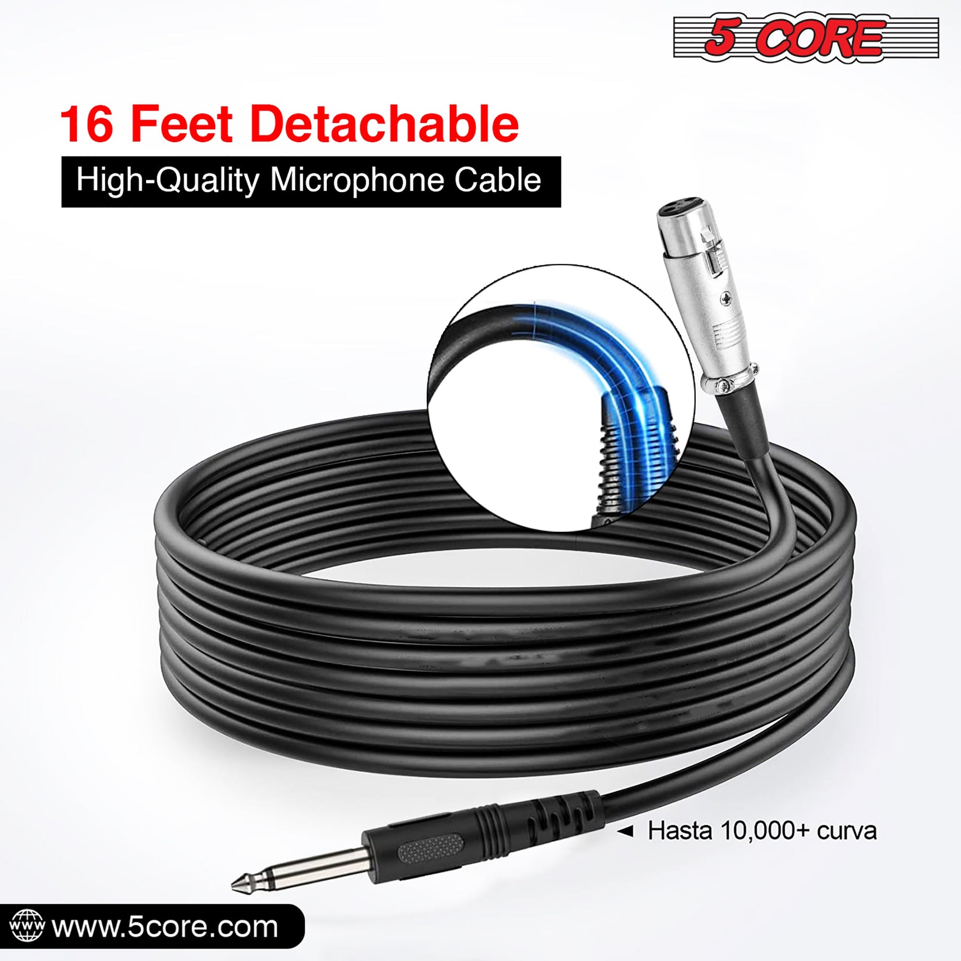 5 Core Microphone 3 Pieces Professional Chrome Finish Dynamic Karaoke XLR Wired Mic w ON/OFF Switch Integrated Pop Filter Cardioid Unidirectional Pickup Handheld Micrófono for Singing DJ Podcast Speeches Includes Cable Mic Holder - PM 817 CH 3PC-4