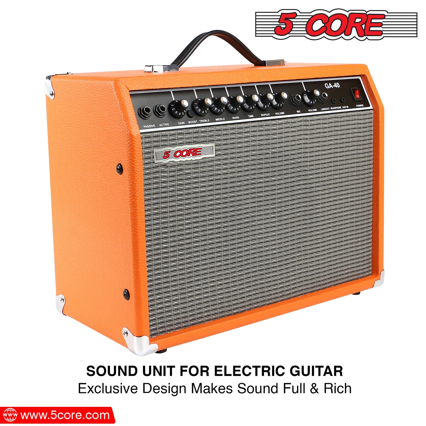 5 Core 40W Guitar Amplifier Orange - Clean and Distortion Channel - Electric Amp with Equalization and AUX Line Input - for Recording Studio, Practice Room, Small Courtyard- GA 40 ORG-11