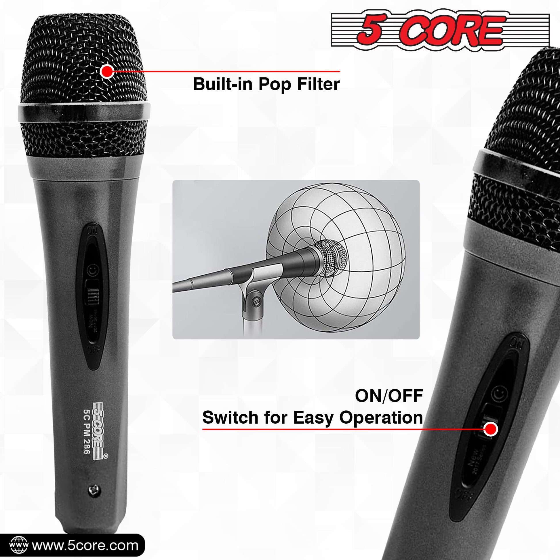 4 Pieces Microphone Pro Microfono Dynamic Mic XLR Audio Cardiod Vocal Karaoke 5Core - PM 286 4PCS-4