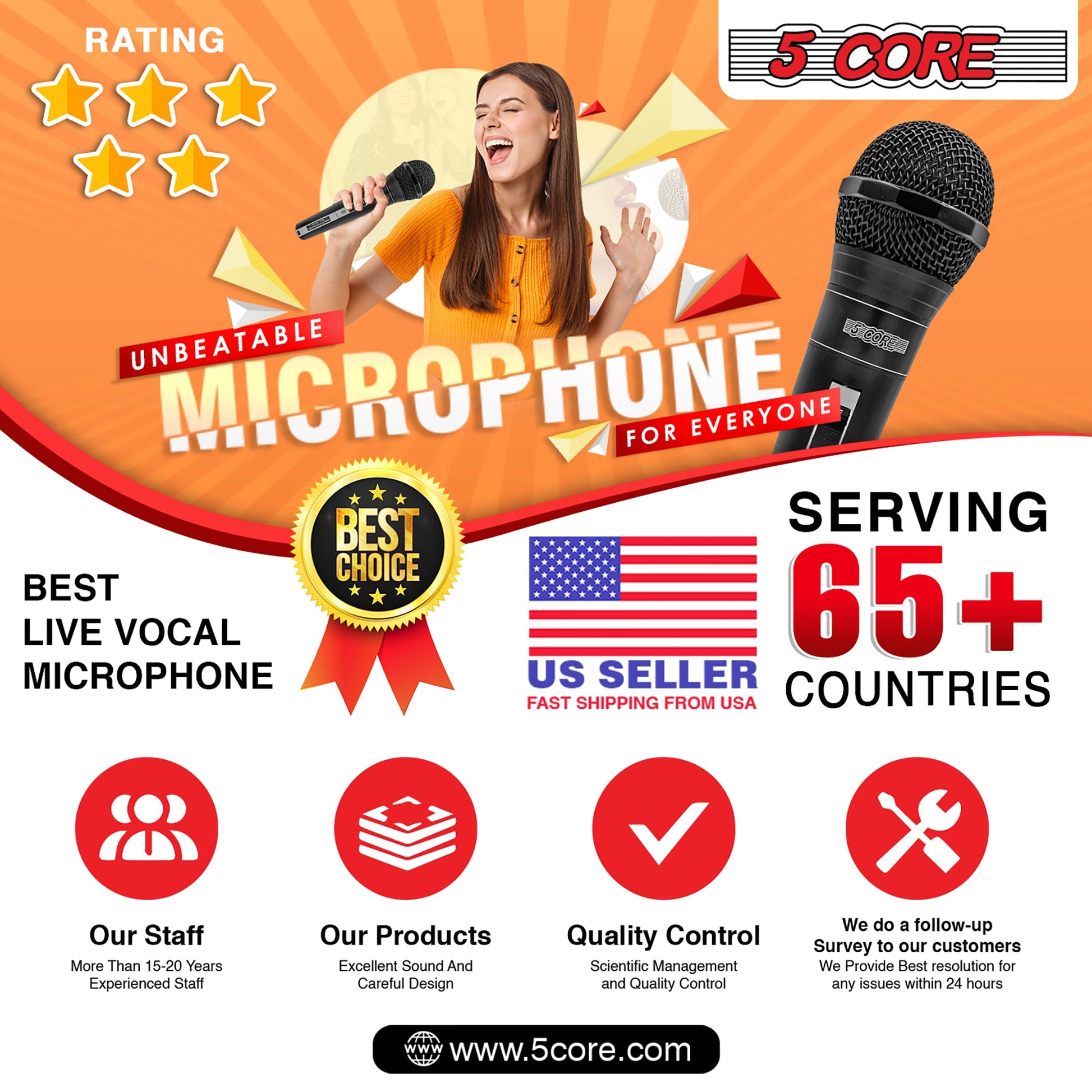 5 Core Microphone 4 Pieces Professional Black Dynamic Karaoke XLR Wired Mic w ON/OFF Switch Integrated Pop Filter Cardioid Unidirectional Pickup Handheld Micrófono for Singing DJ Podcast Speeches Includes Cable Mic Holder - PM 757 4PCS-13