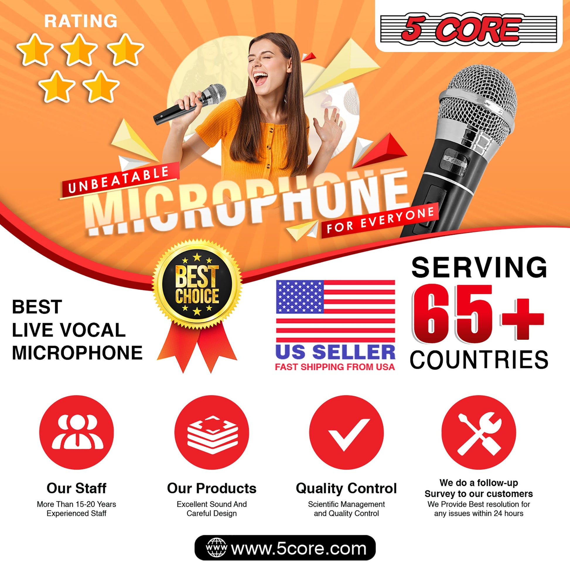 5 Core Microphone 3 Pieces Black Professional Karaoke Dynamic XLR Wired Mic w ON/OFF Switch Integrated Pop Filter Cardioid Unidirectional Pickup Handheld Micrófono for Singing DJ Speeches Includes Cable Mic Holder -PM 100 3PCS-15