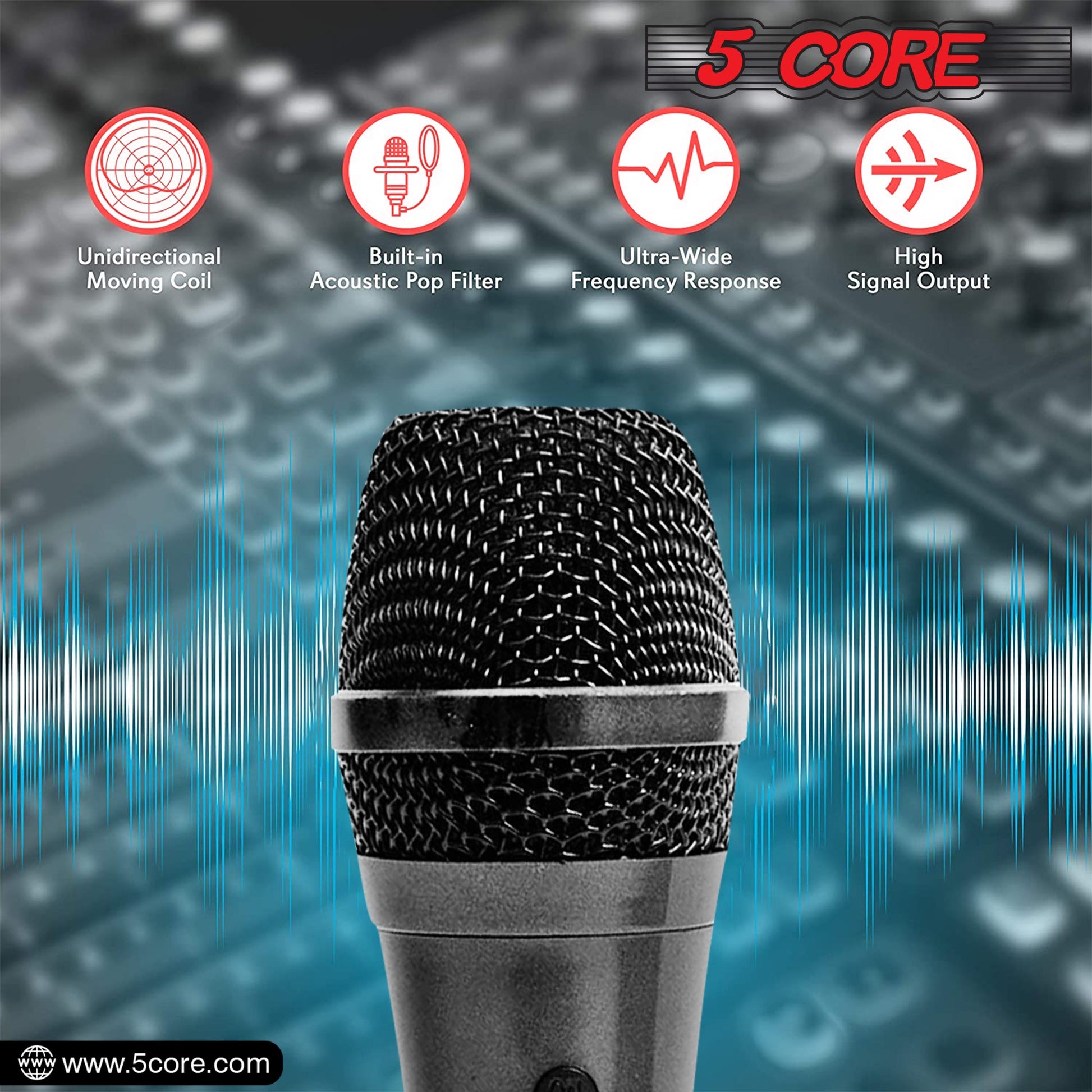 4 Pieces Microphone Pro Microfono Dynamic Mic XLR Audio Cardiod Vocal Karaoke 5Core - PM 286 4PCS-2