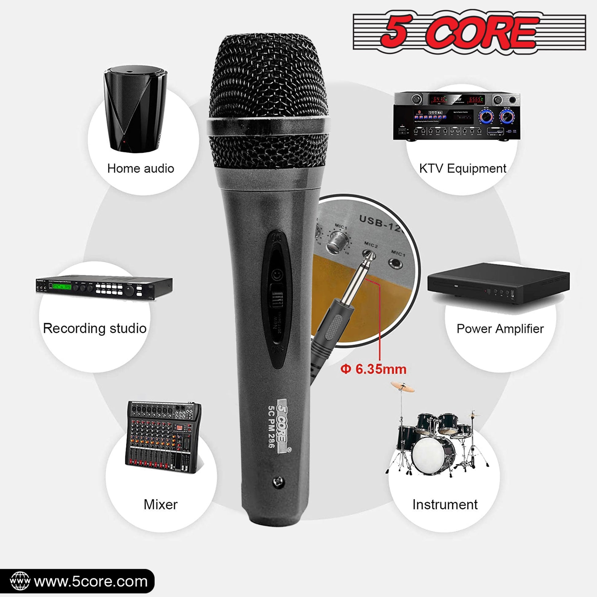 3 Pieces Microphone Pro Microfono Dynamic Mic XLR Audio Cardiod Vocal Karaoke 5Core - PM 286 3Pcs-9