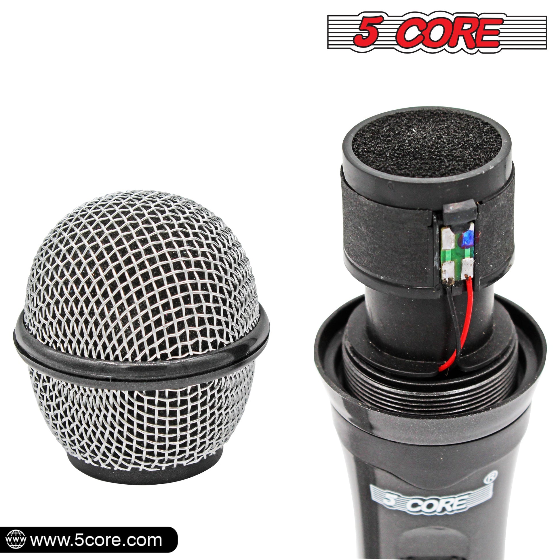 5 Core Microphone 2 Pieces Dynamic Professional Black Karaoke XLR Wired Mic w ON/OFF Switch Integrated Pop Filter Cardioid Unidirectional Pickup Handheld Micrófono for Singing DJ Podcast Speeches Includes Cable Mic Holder - PM 600 2PCS-3
